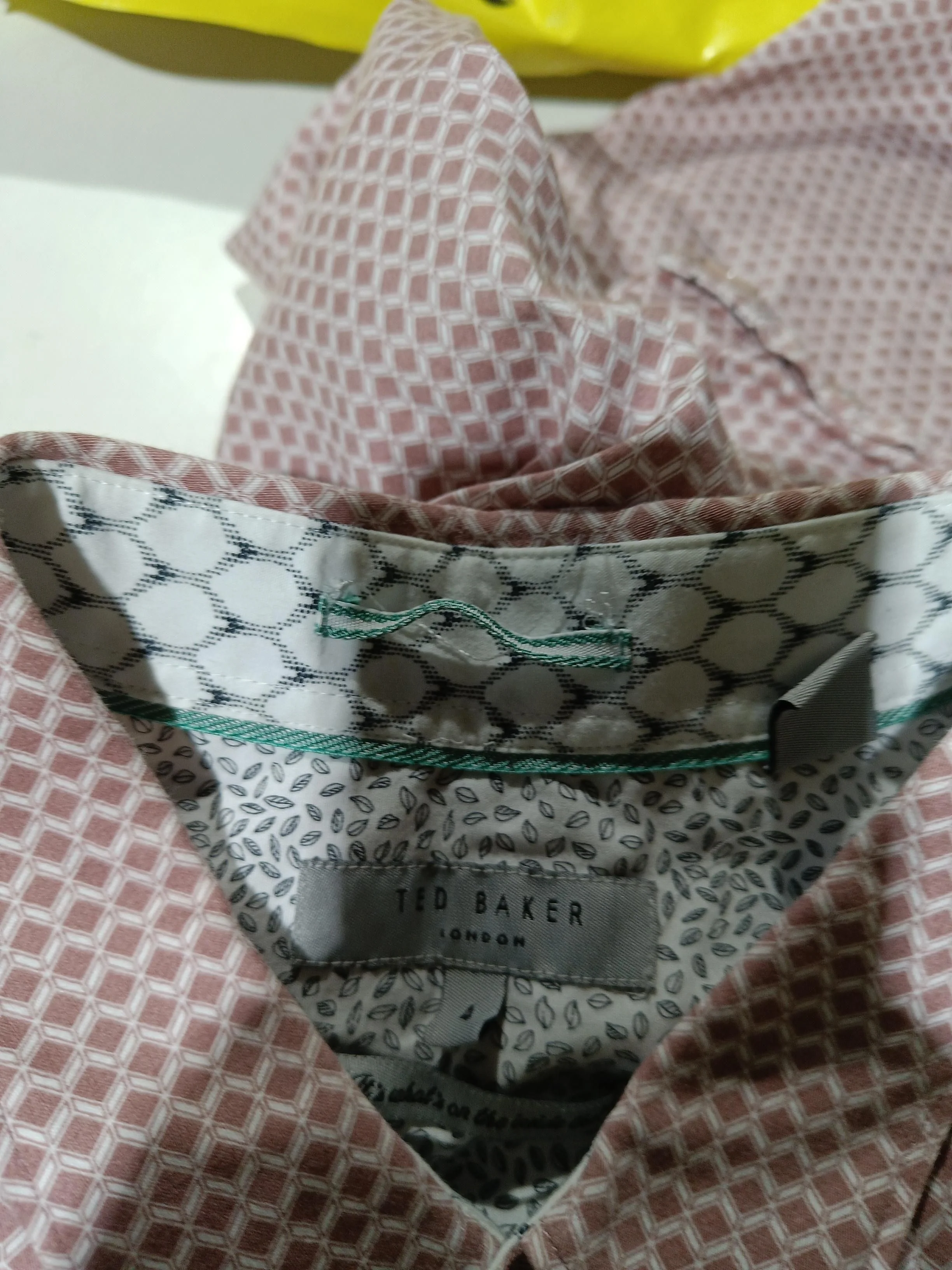 Ted Baker Men's Shirt L Brown Geometric 100% Cotton Basic - Image 5