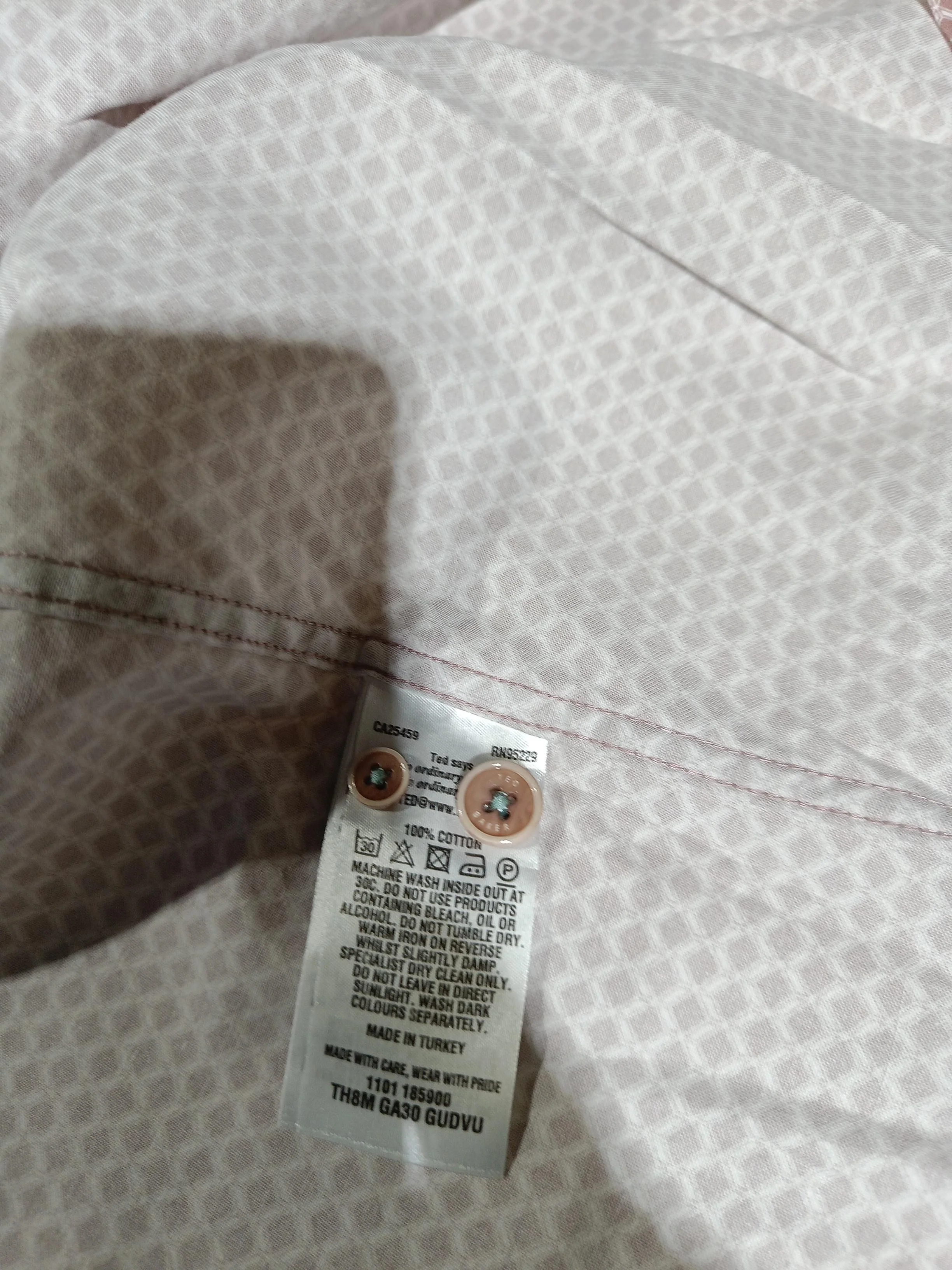 Ted Baker Men's Shirt L Brown Geometric 100% Cotton Basic - Image 6