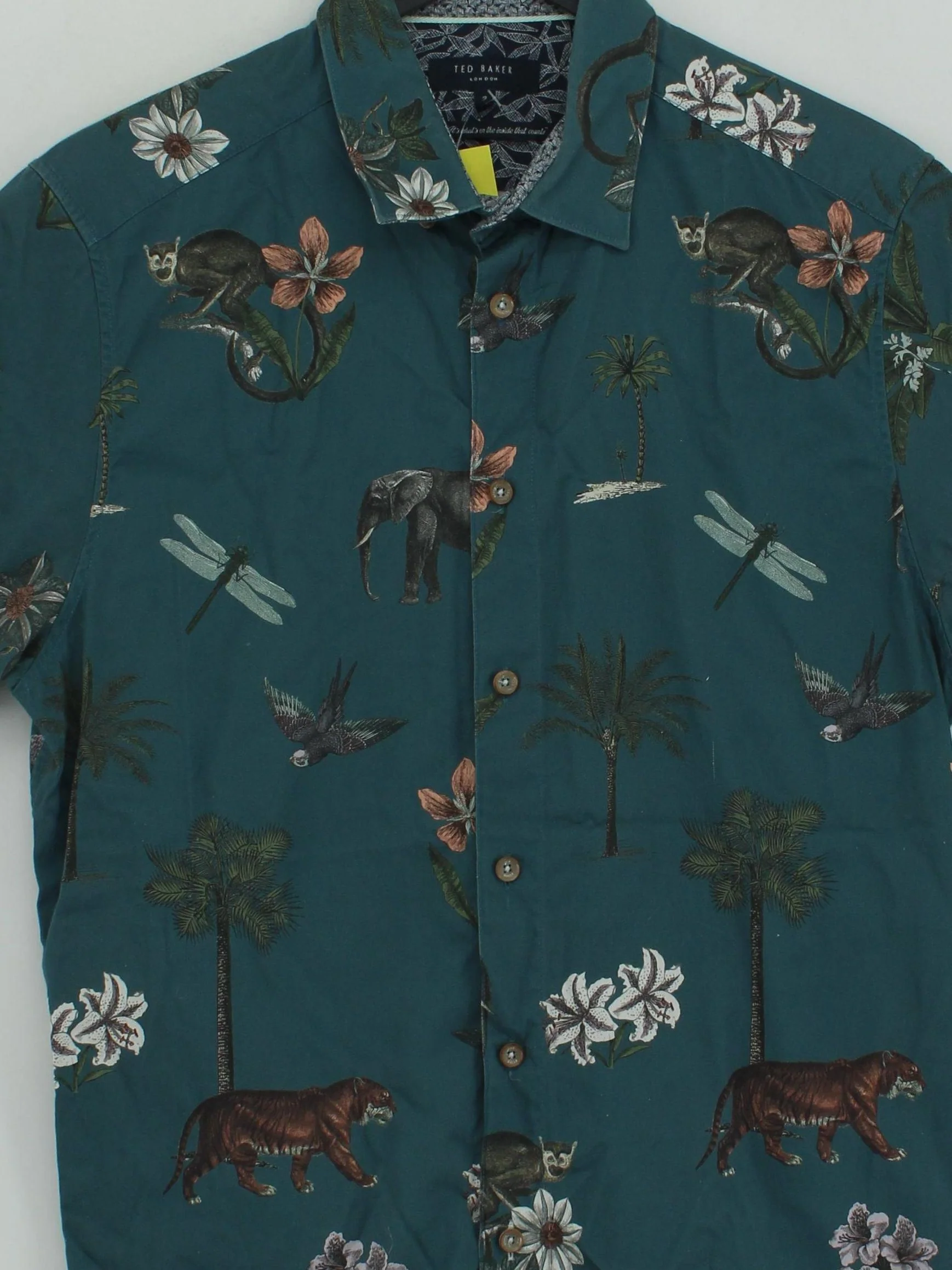 Ted Baker Men's Shirt L Green Graphic 100% Cotton Basic - Image 3