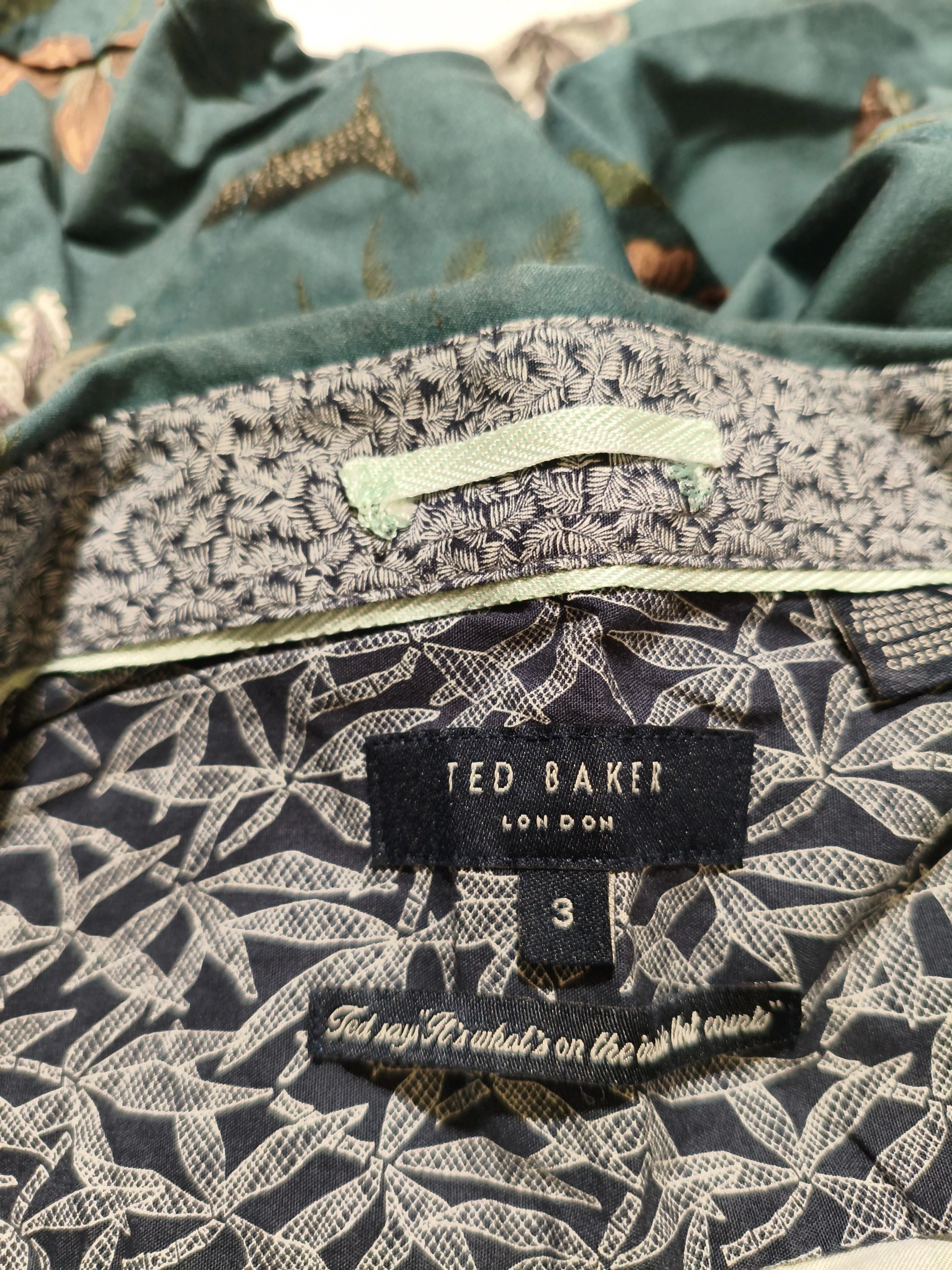 Ted Baker Men's Shirt L Green Graphic 100% Cotton Basic - Image 6
