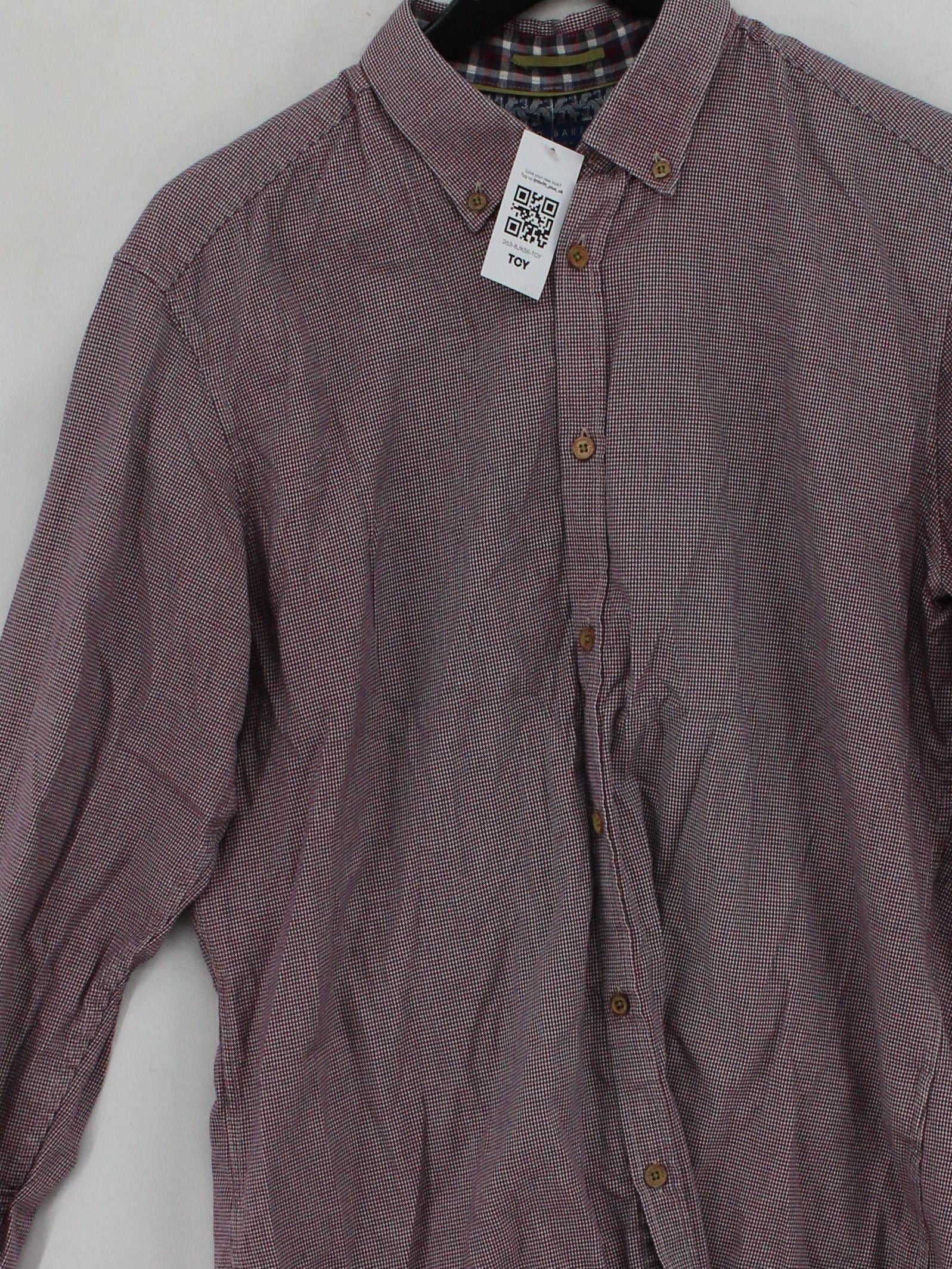 Ted Baker Men's Shirt L Red Checkered 100% Cotton Basic - Image 3