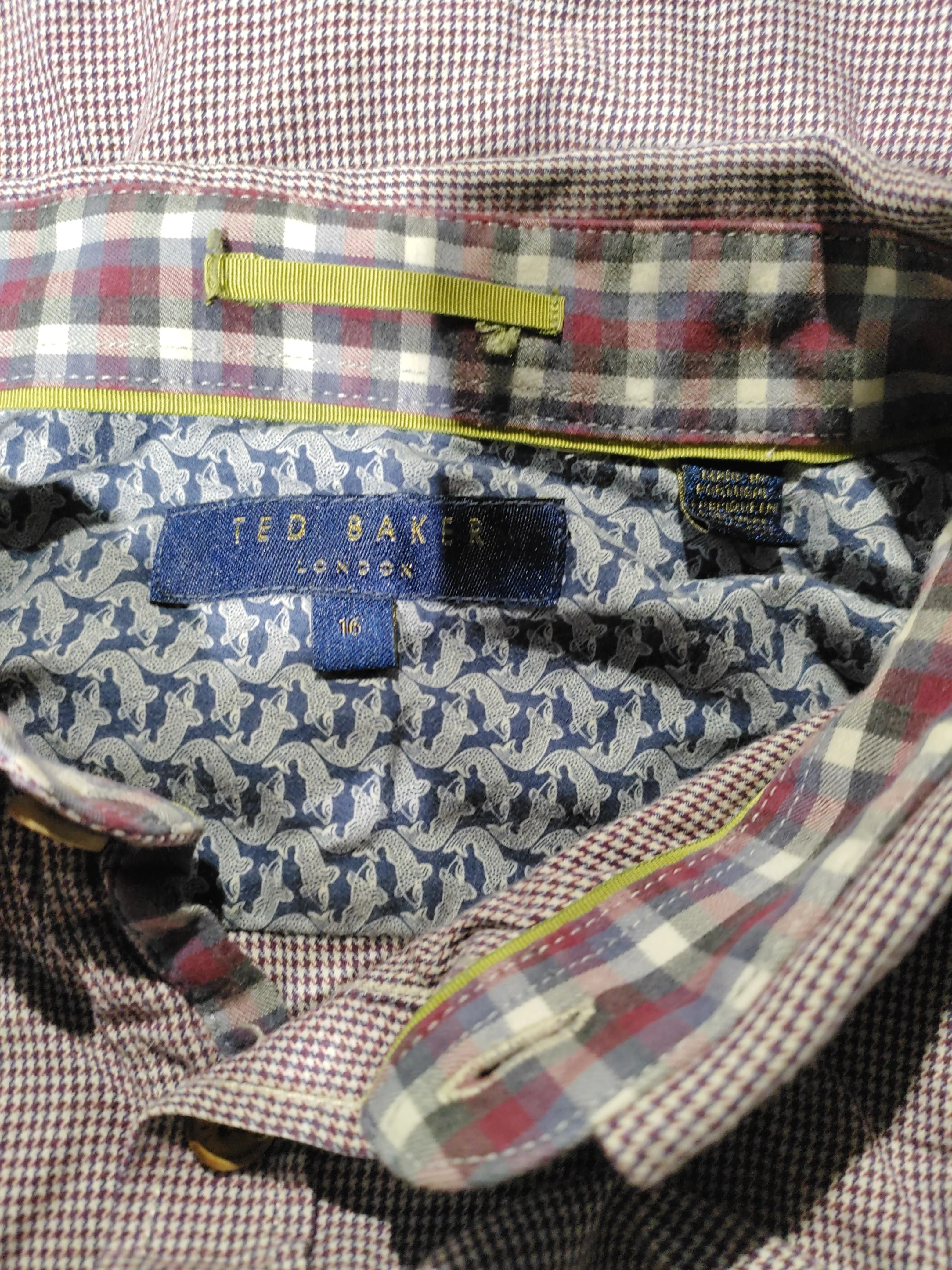 Ted Baker Men's Shirt L Red Checkered 100% Cotton Basic - Image 5