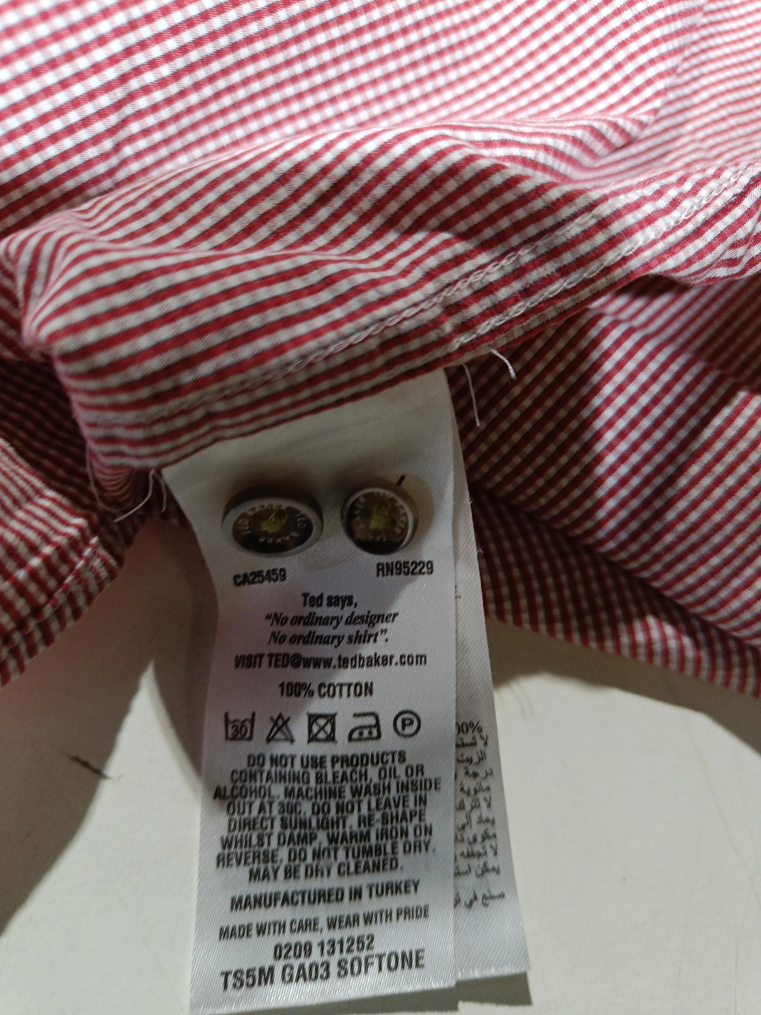 Ted Baker Men's Shirt L Red Striped 100% Cotton Basic - Image 5