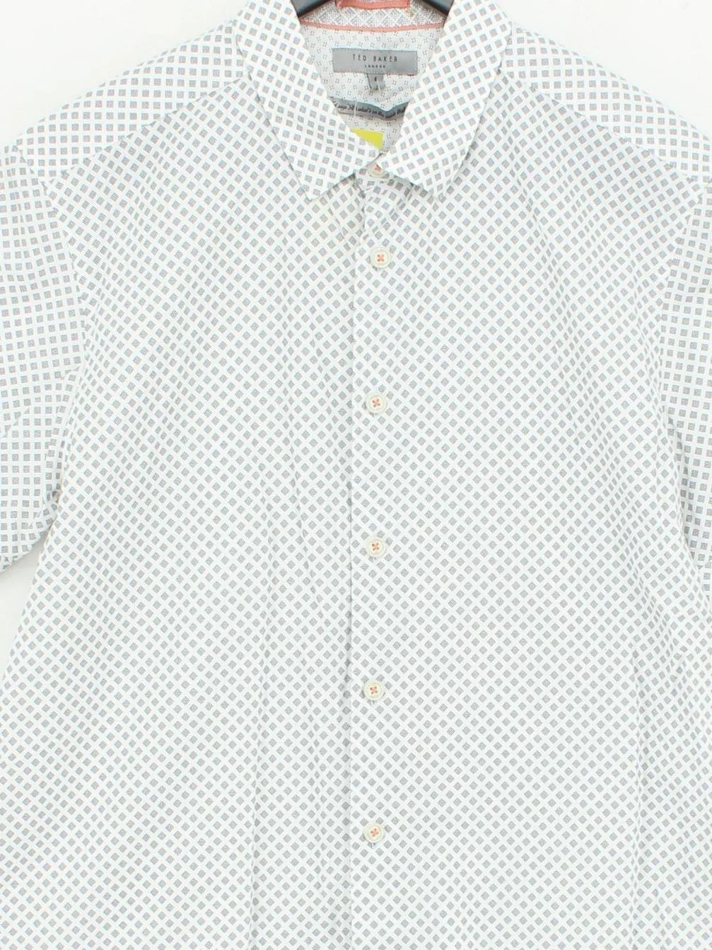 Ted Baker Men's Shirt L White Geometric 100% Cotton Basic - Image 3
