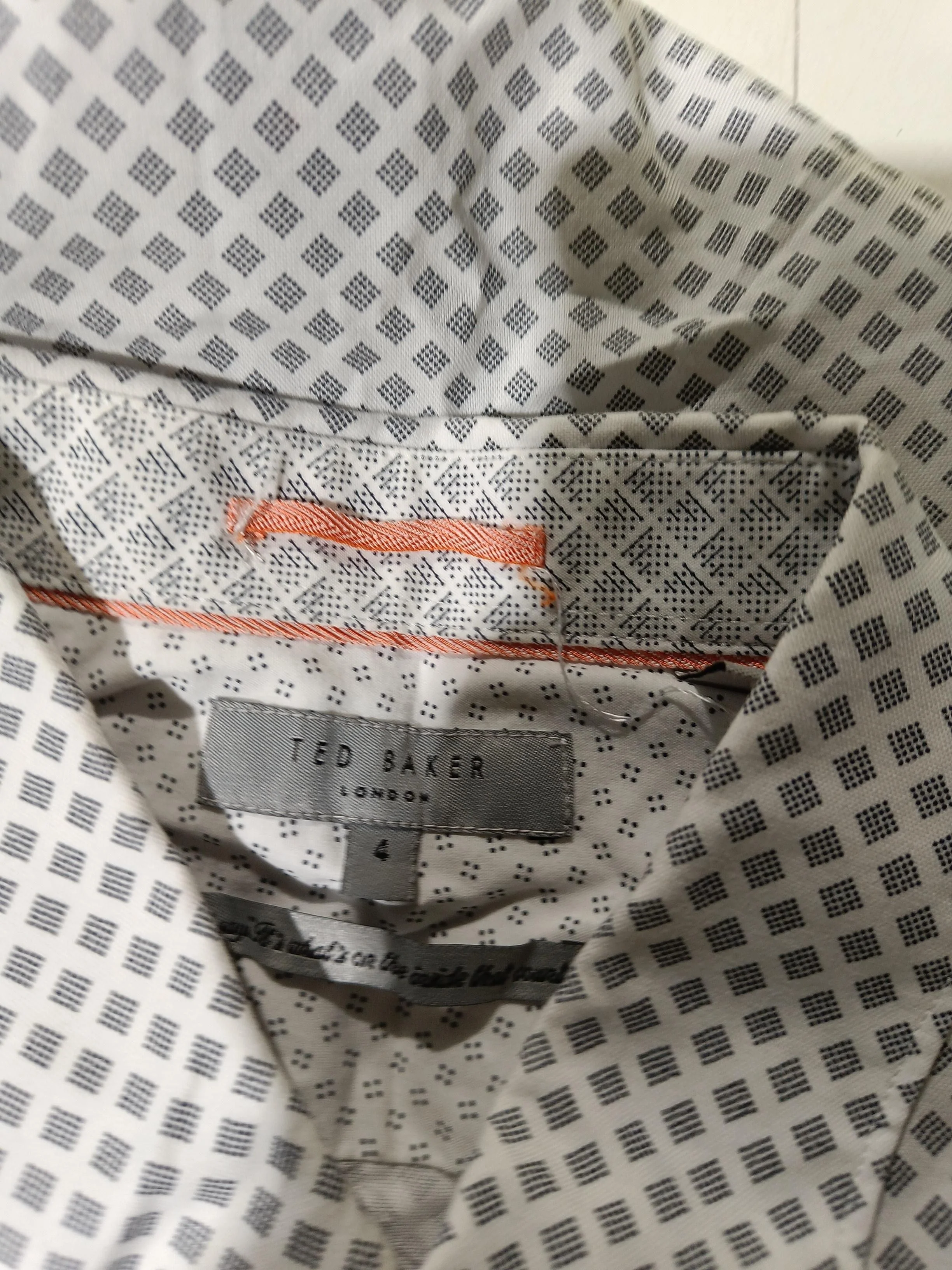 Ted Baker Men's Shirt L White Geometric 100% Cotton Basic - Image 5