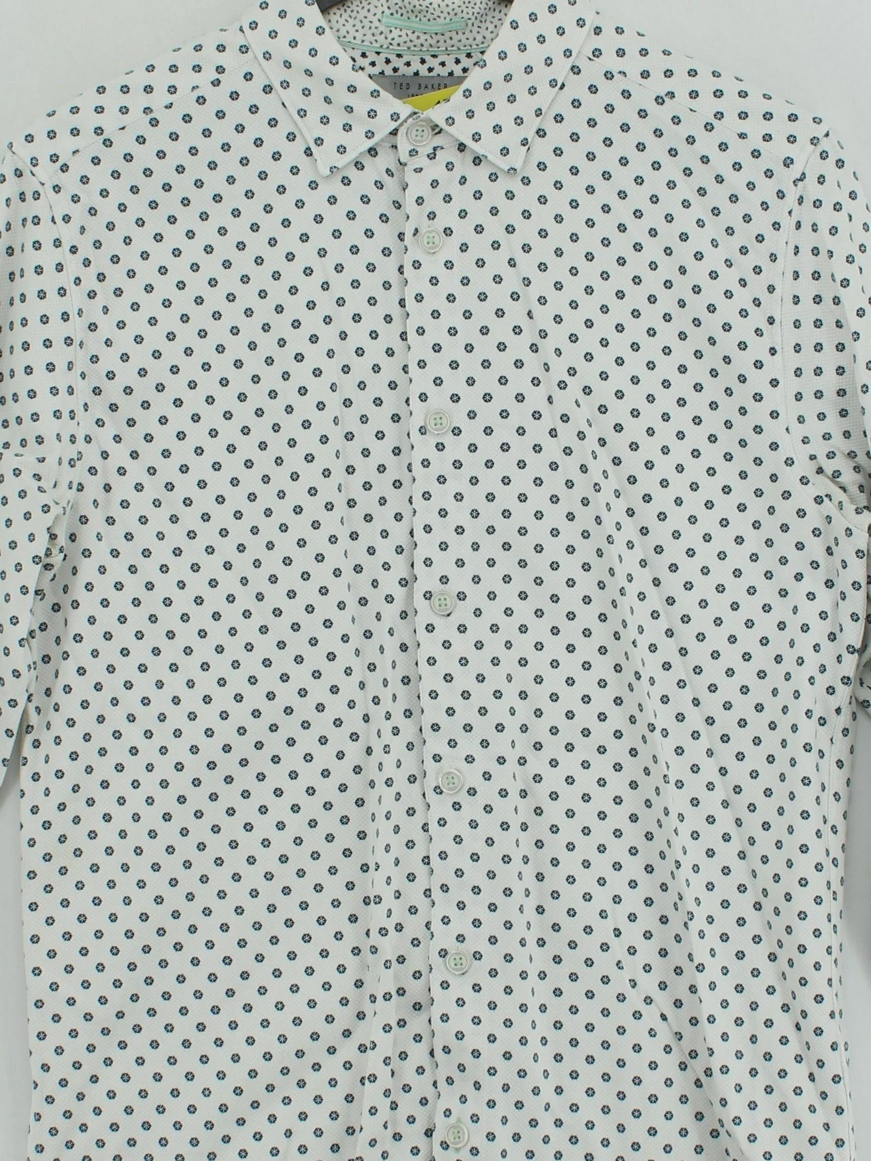 Ted Baker Men's Shirt L White Geometric Cotton with Elastane Basic - Image 3