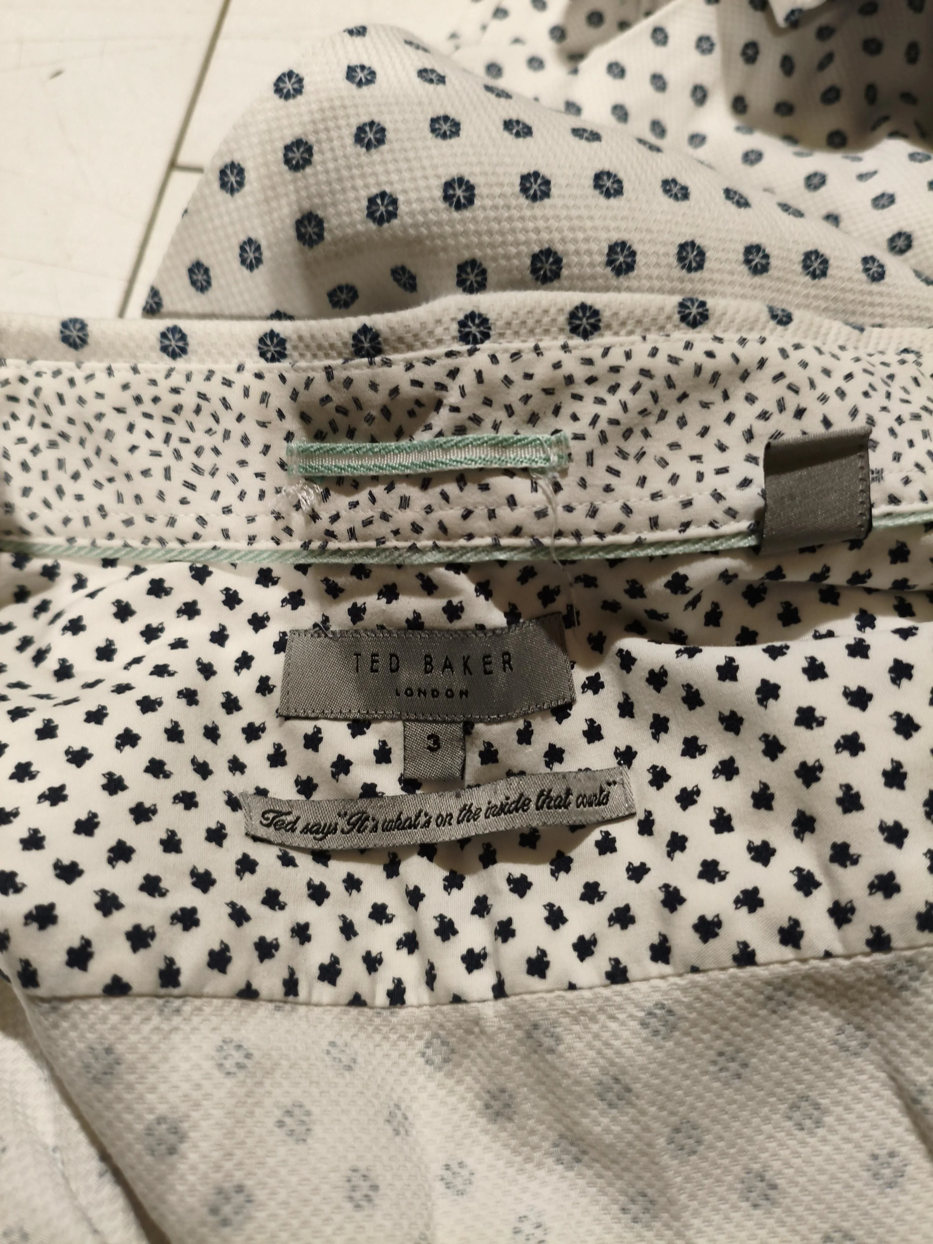 Ted Baker Men's Shirt L White Geometric Cotton with Elastane Basic - Image 5