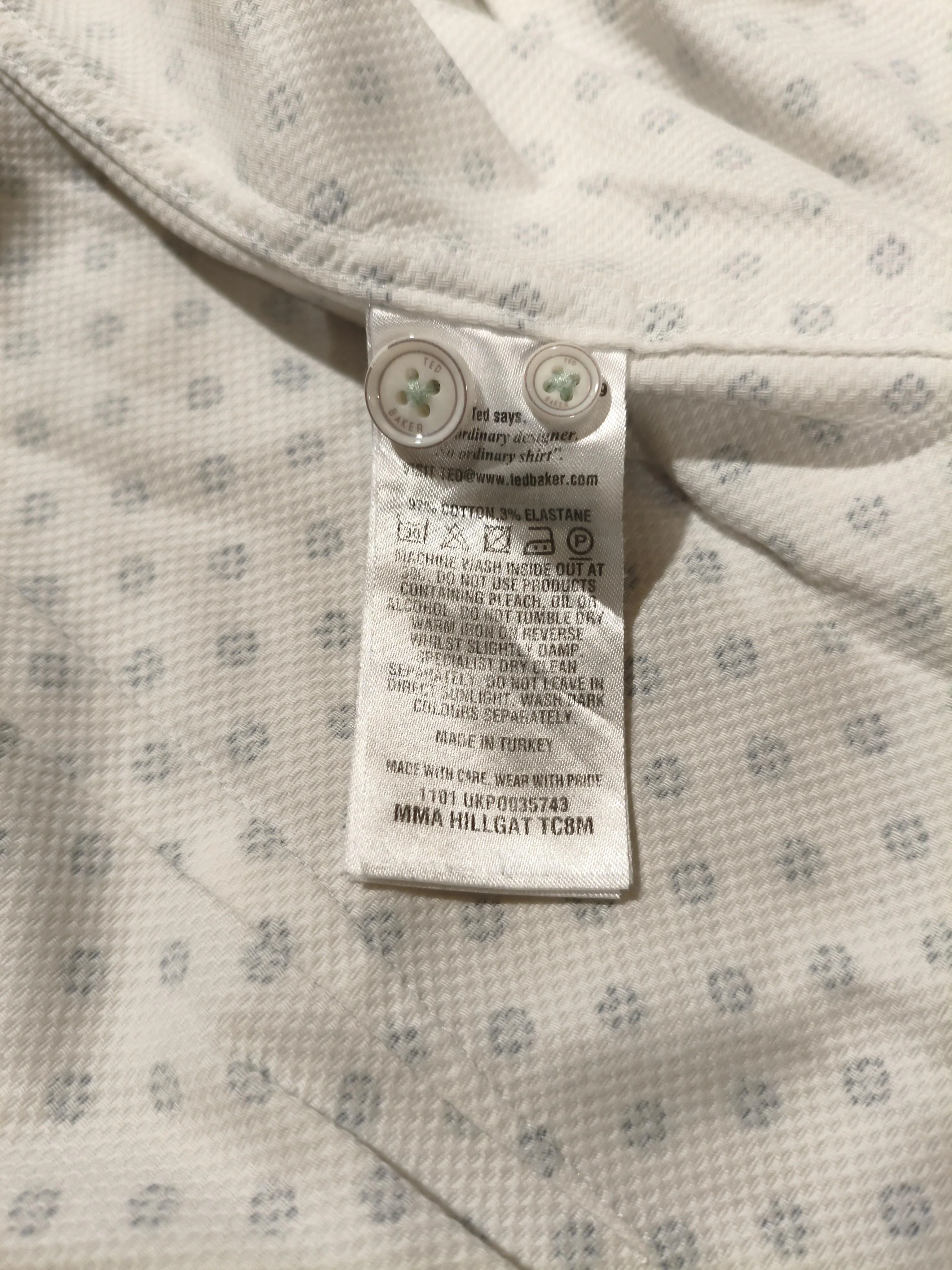 Ted Baker Men's Shirt L White Geometric Cotton with Elastane Basic - Image 6