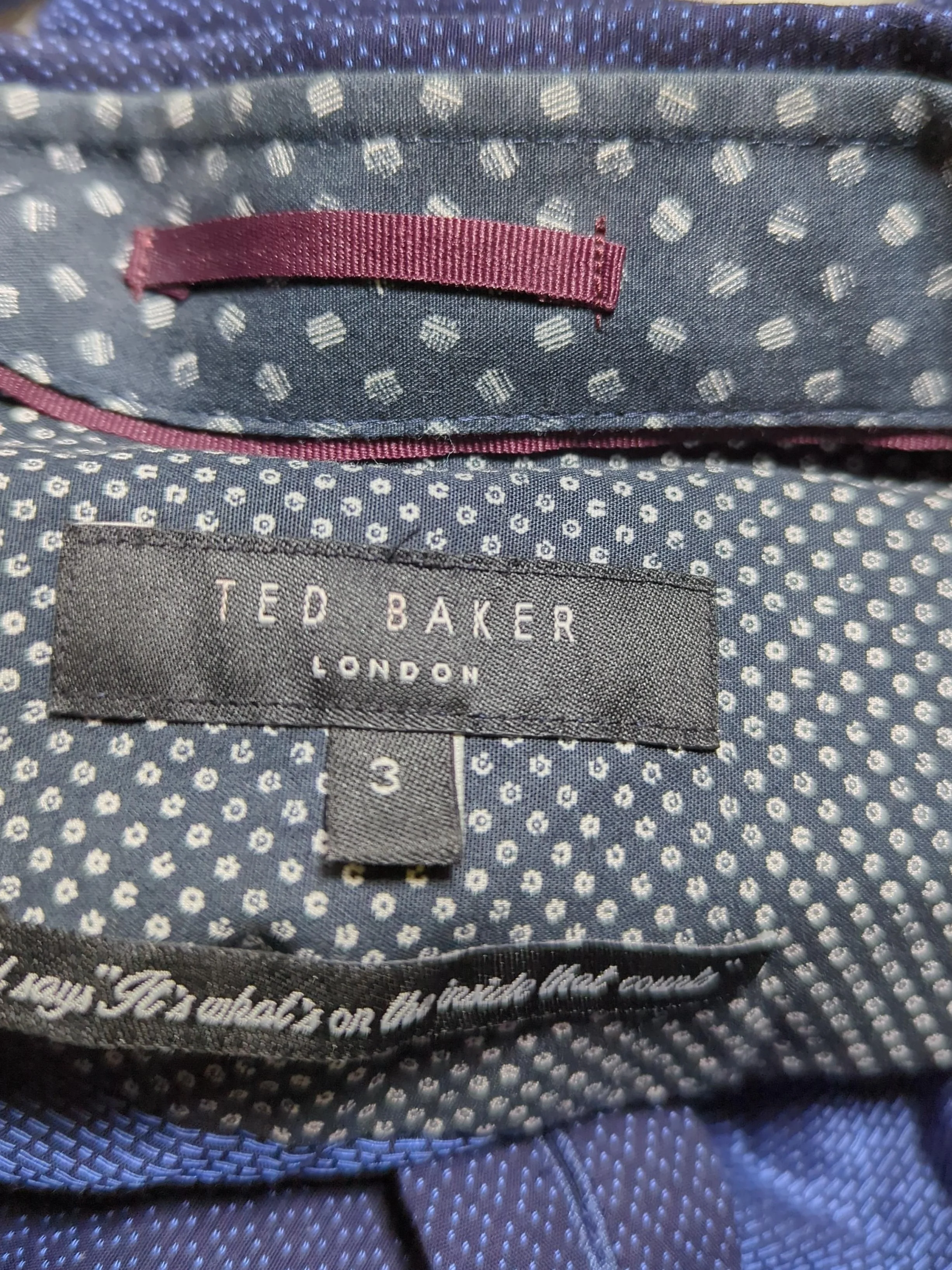 Ted Baker Men's Shirt M Blue Geometric 100% Cotton Basic - Image 5