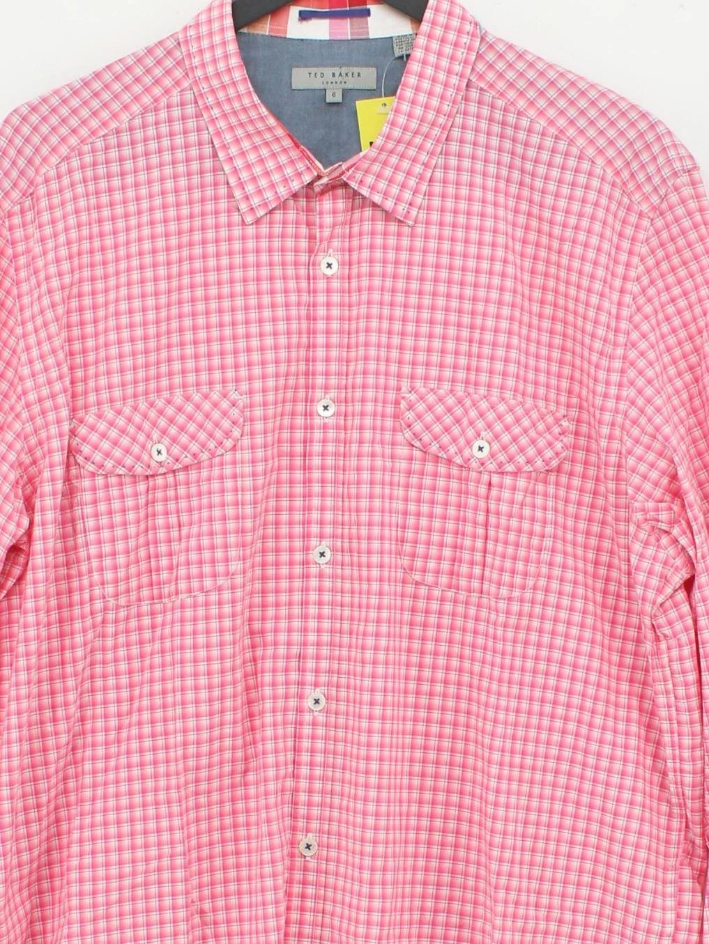 Ted Baker Men's Shirt XXL Pink Checkered 100% Cotton Basic - Image 3