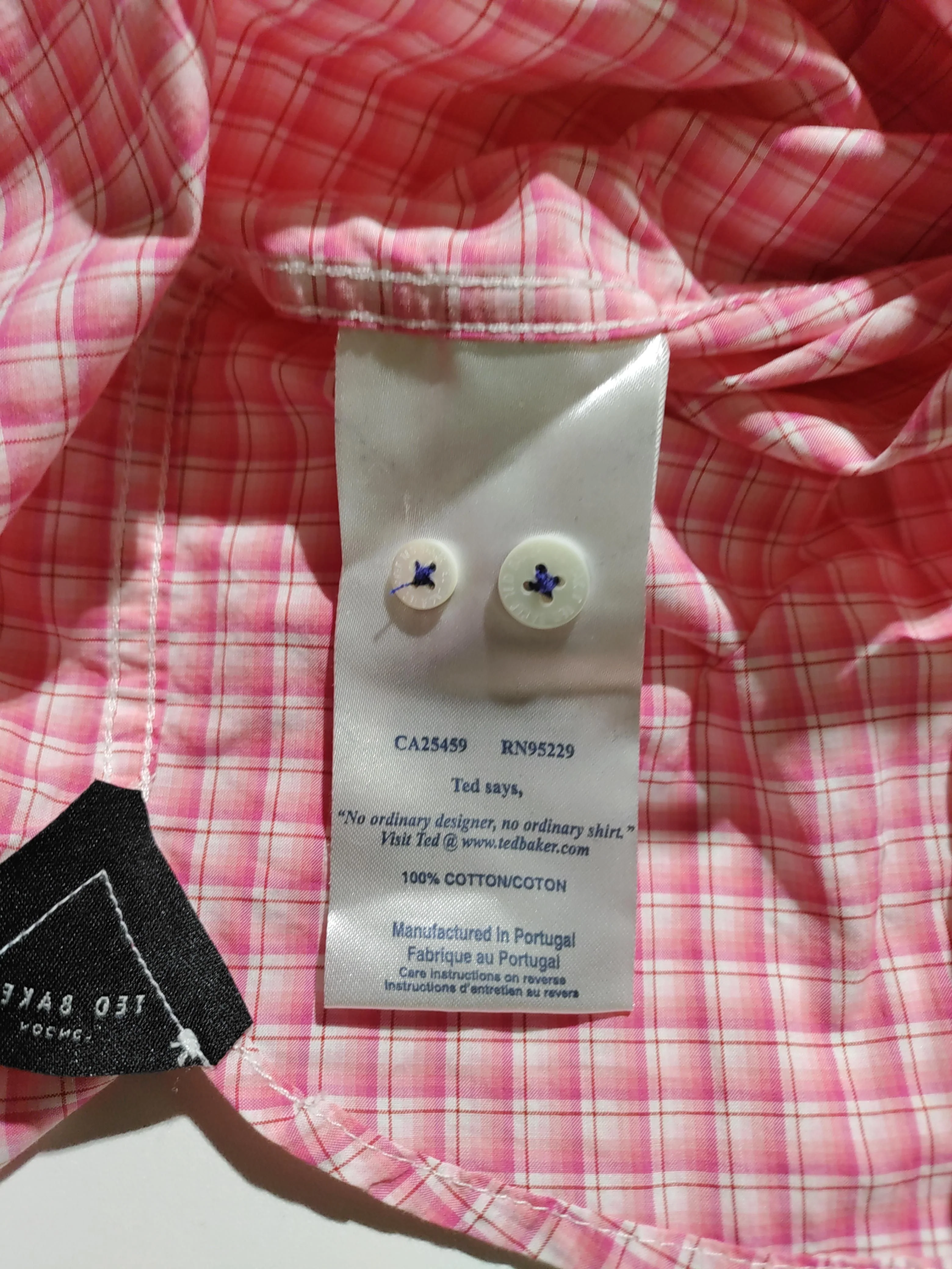 Ted Baker Men's Shirt XXL Pink Checkered 100% Cotton Basic - Image 6