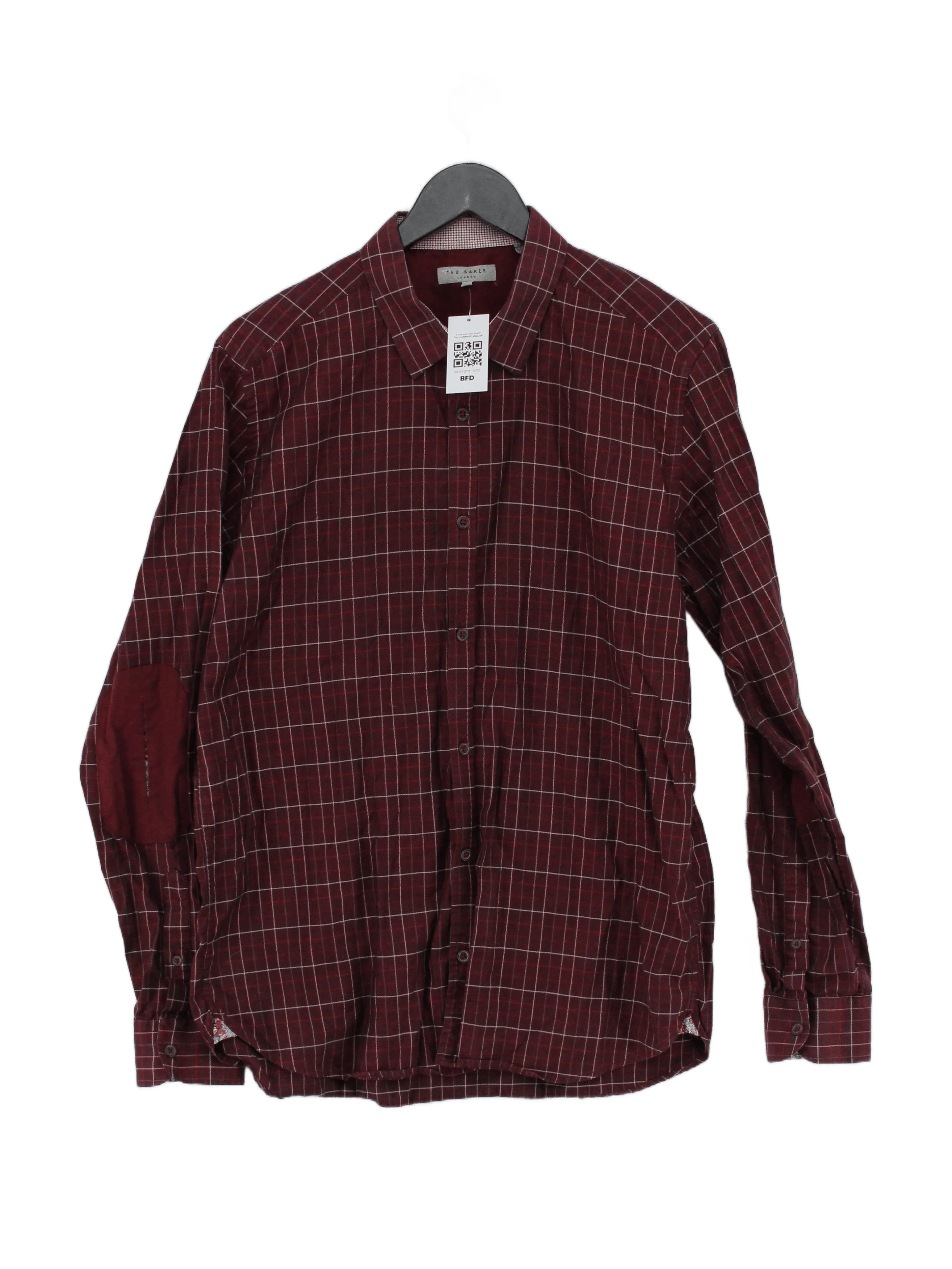 Ted Baker Men's Shirt XXL Red Checkered 100% Cotton Basic