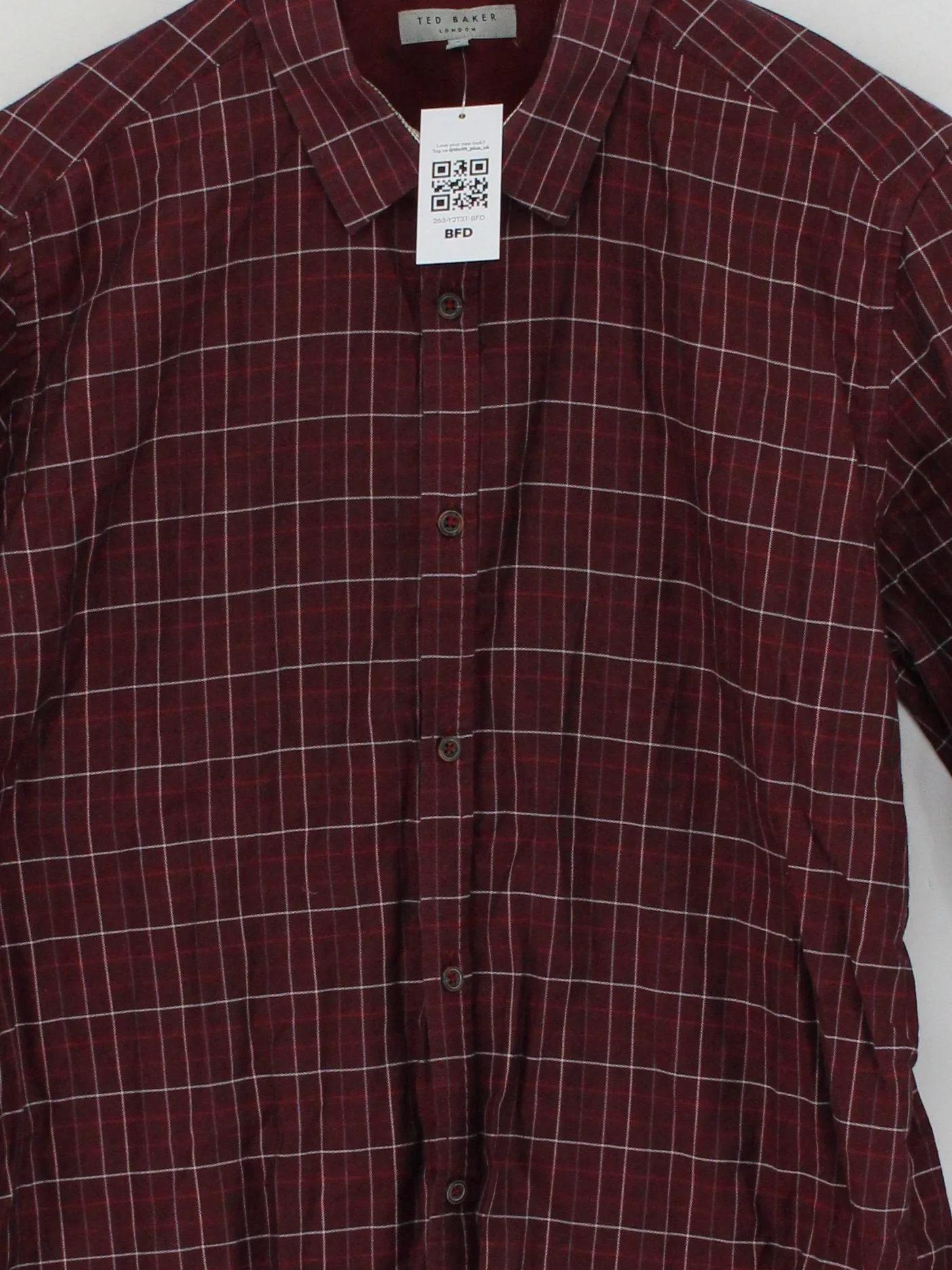 Ted Baker Men's Shirt XXL Red Checkered 100% Cotton Basic - Image 3