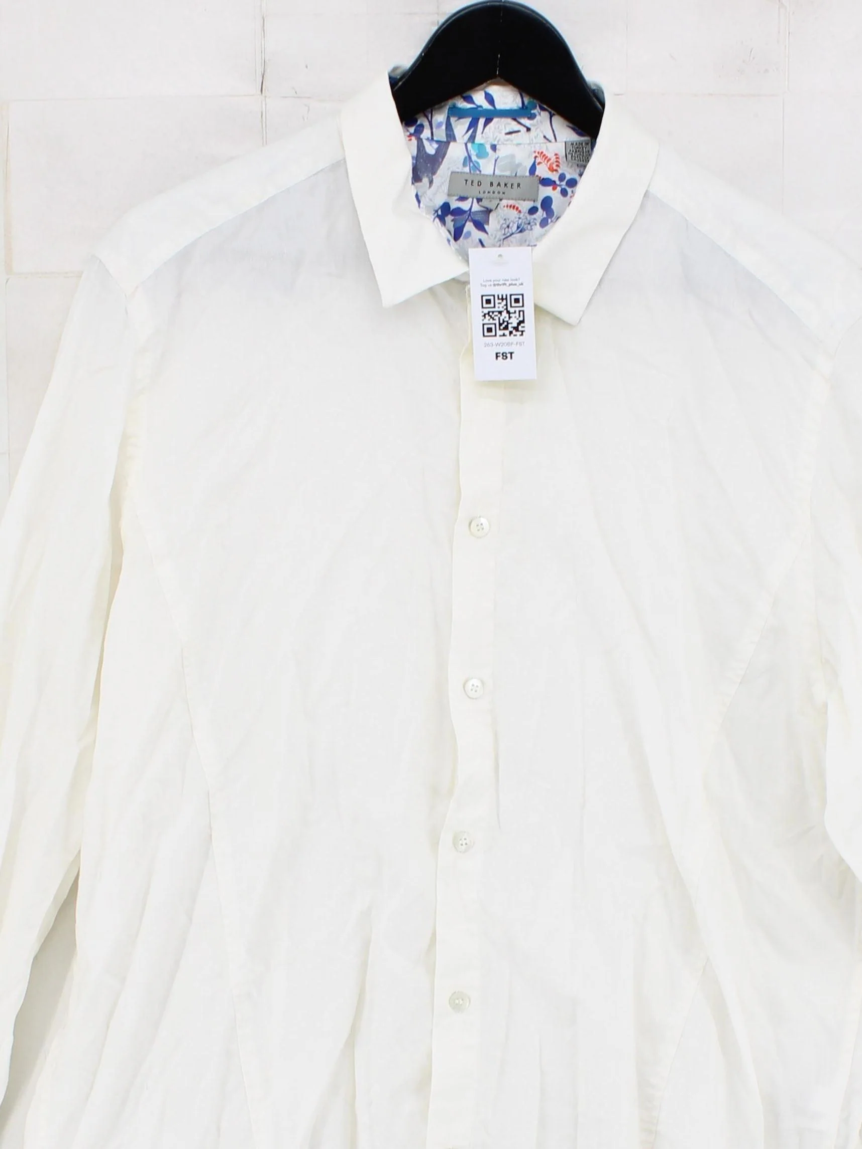Ted Baker Men's Shirt XXL White Floral 100% Cotton Basic - Image 3