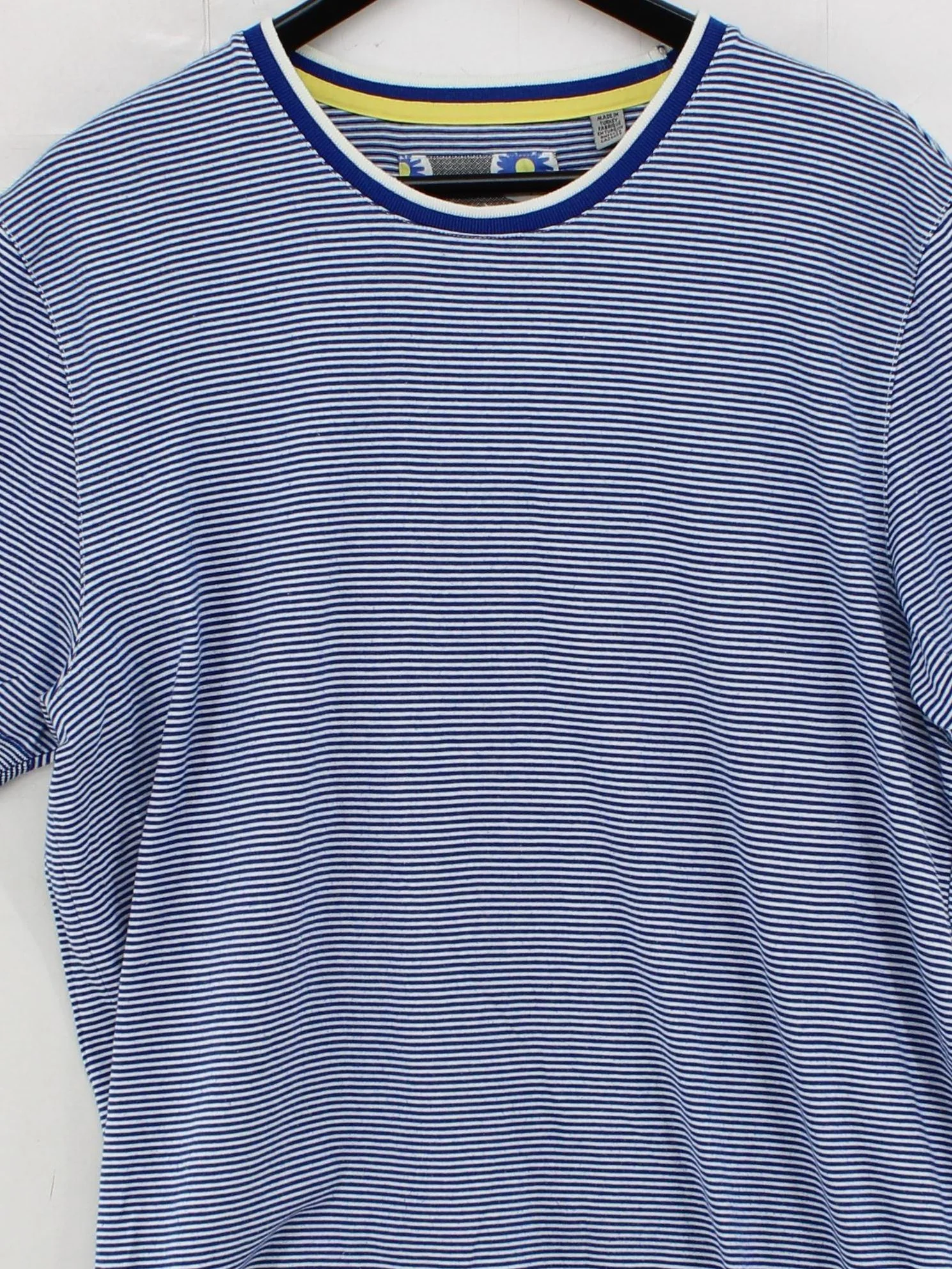 Ted Baker Men's T-Shirt S Blue Striped 100% Cotton Basic - Image 3