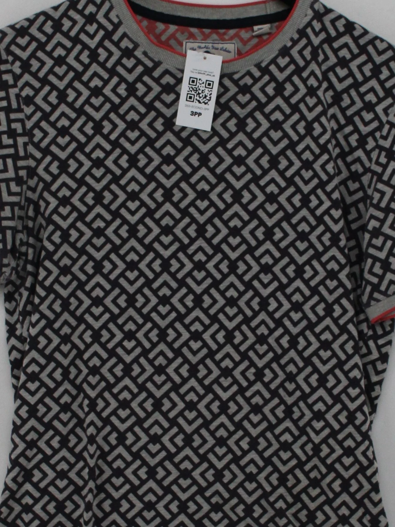 Ted Baker Men's T-Shirt S Grey Geometric Cotton with Polyester Basic - Image 3