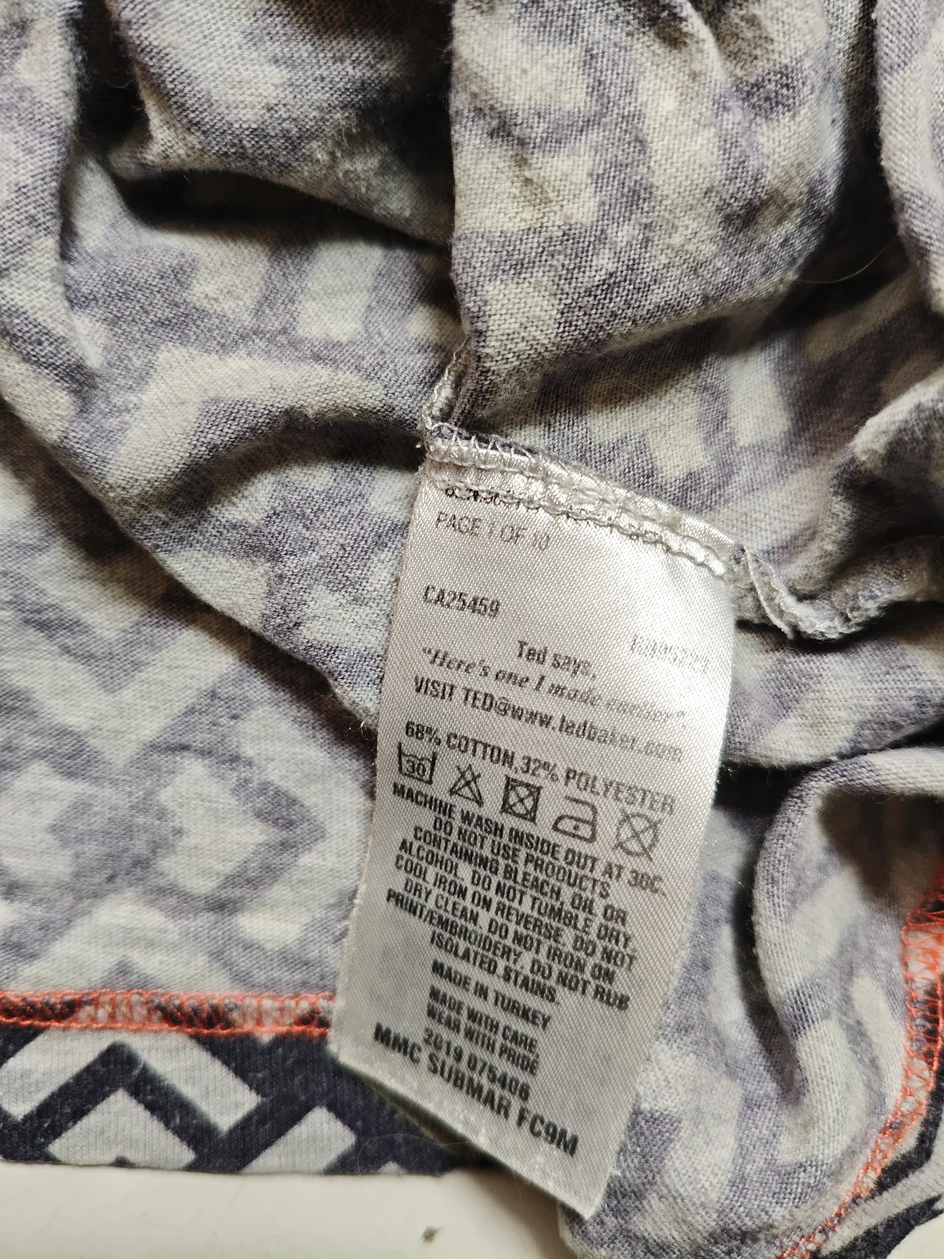 Ted Baker Men's T-Shirt S Grey Geometric Cotton with Polyester Basic - Image 6