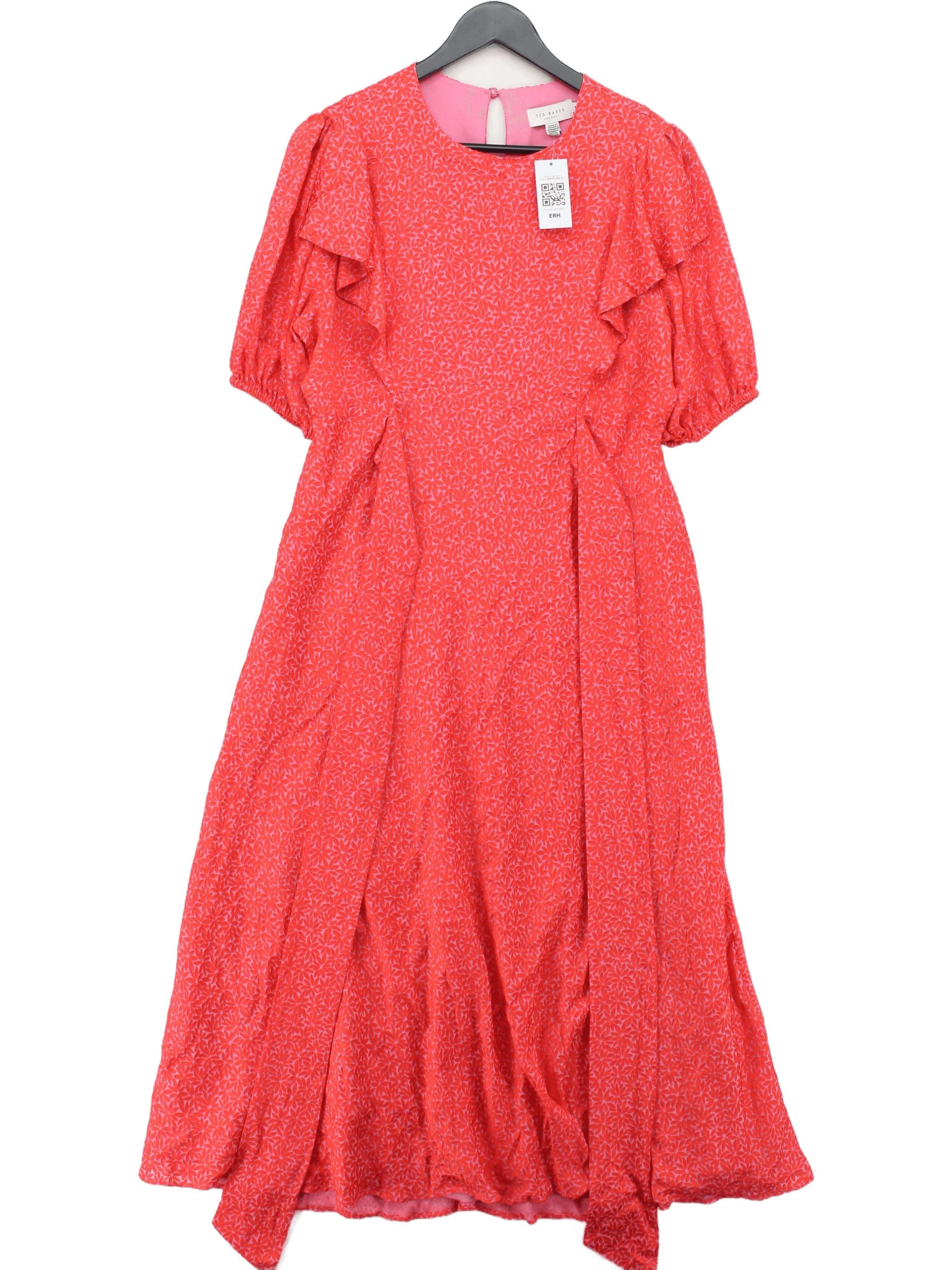 Ted Baker Shirt Midi Dress L in Red
