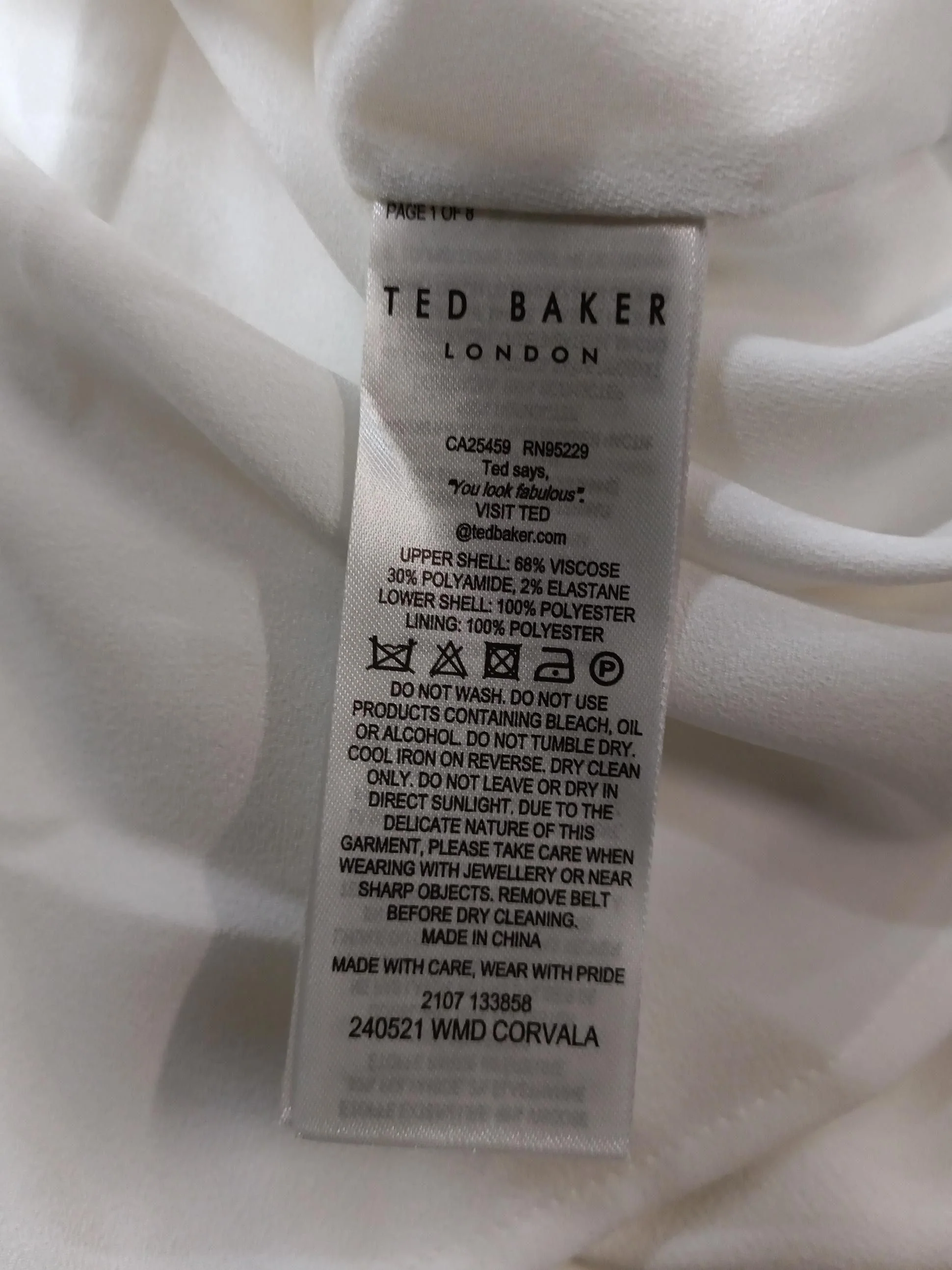 Ted Baker Shirt Midi Dress UK8 in White - Image 6