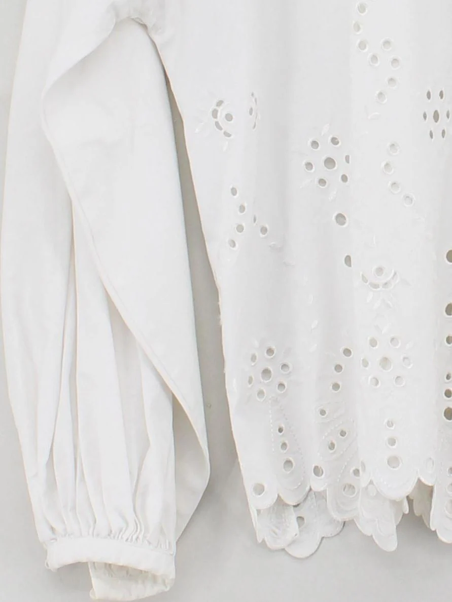 Ted Baker Women's Blouse UK 10 White 100% Cotton Long Sleeve Collared Basic - Image 4