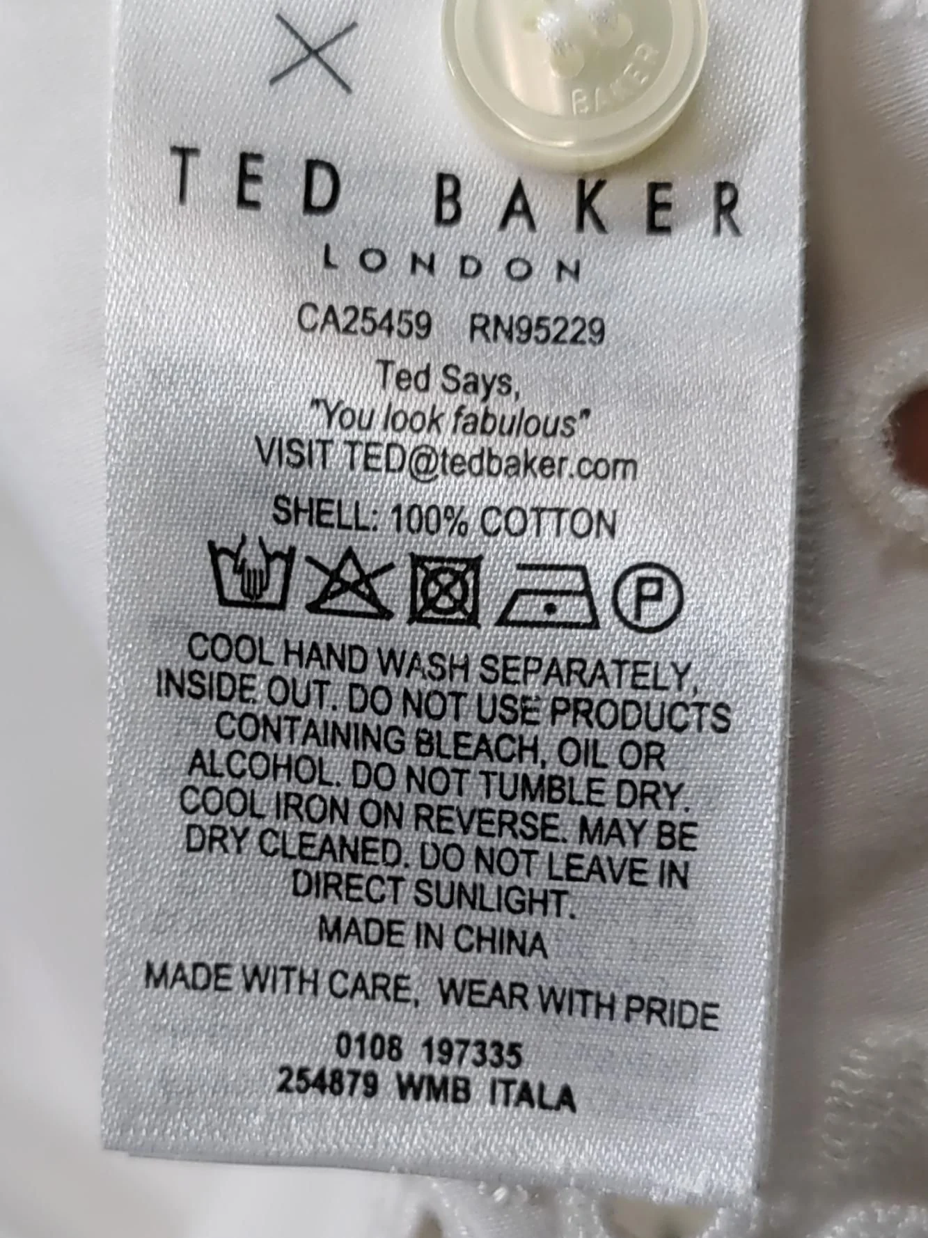 Ted Baker Women's Blouse UK 10 White 100% Cotton Long Sleeve Collared Basic - Image 6