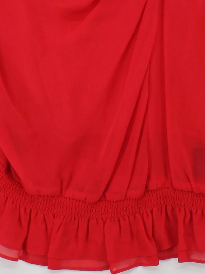 Ted Baker Women's Blouse UK 12 Red 100% Silk 3/4 Sleeve Round Neck Basic - Image 4