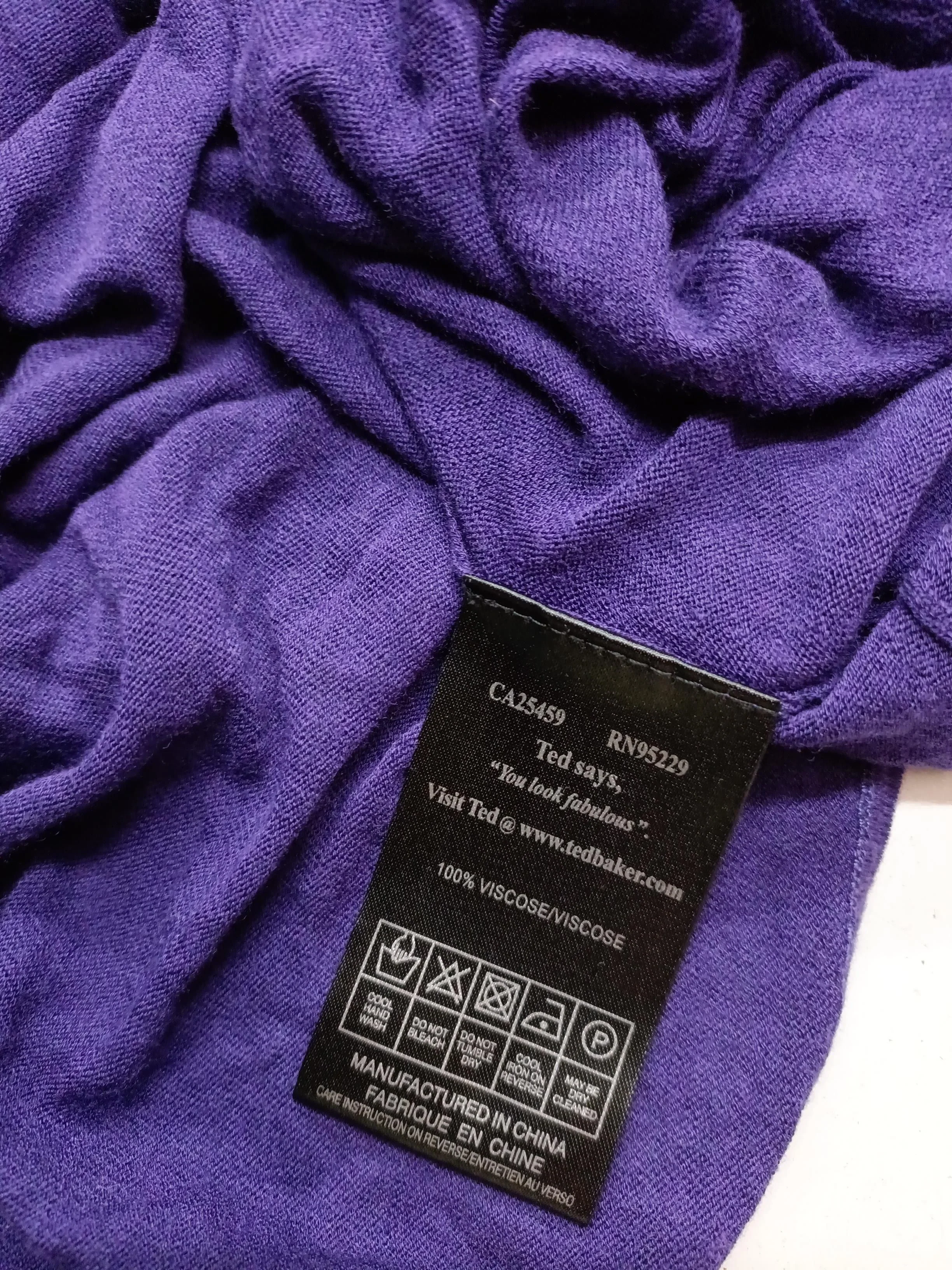 Ted Baker Women's Cardigan M Purple 100% Viscose V-Neck Cardigan - Image 6