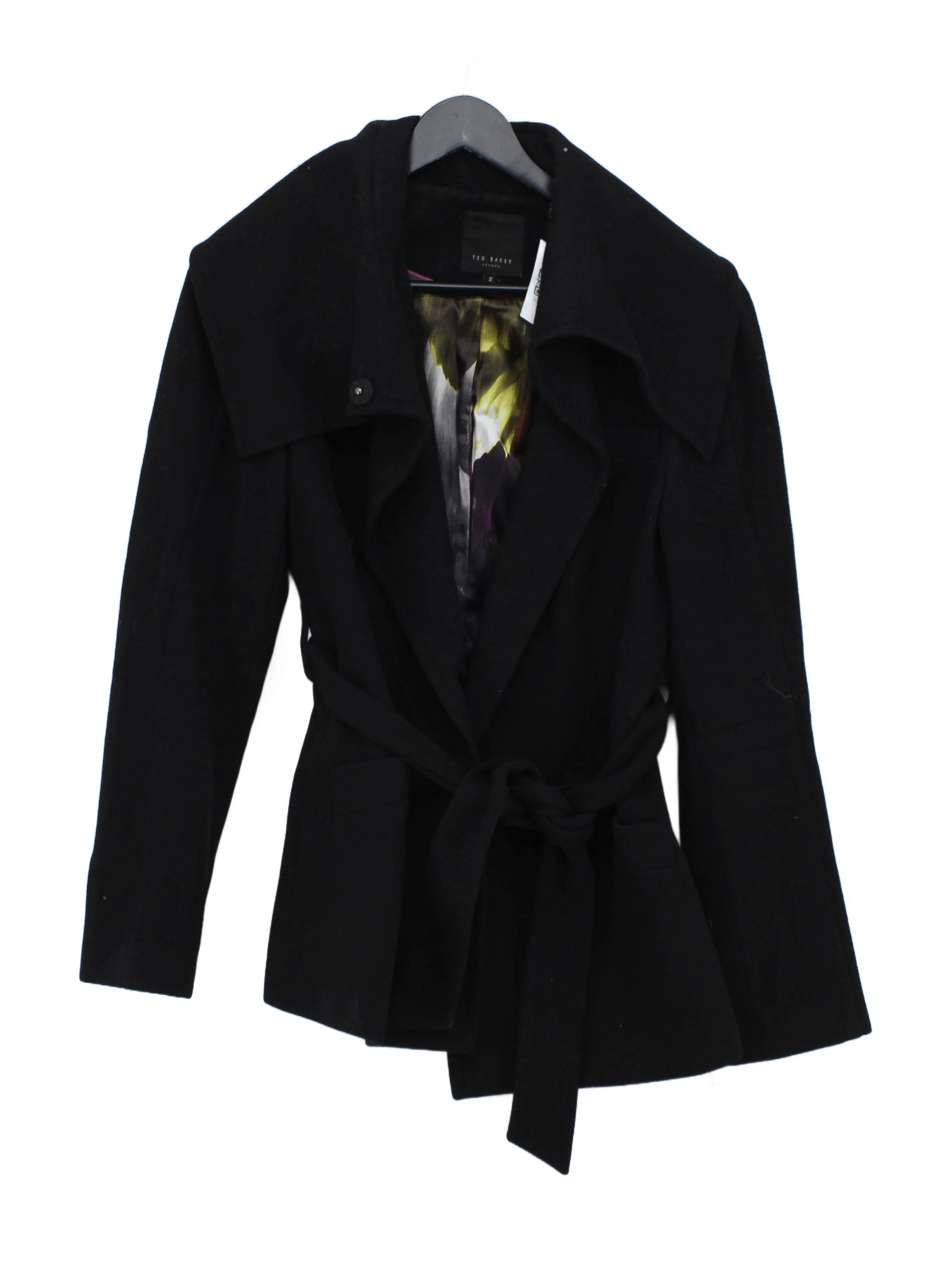 Ted Baker Women's Coat UK 10 Black Wool with Viscose Pea Coat