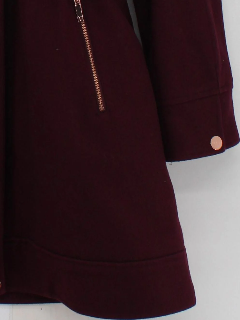 Ted Baker Women's Coat UK 14 Red Wool with Faux Fur, Polyester Puffer Jacket - Image 4