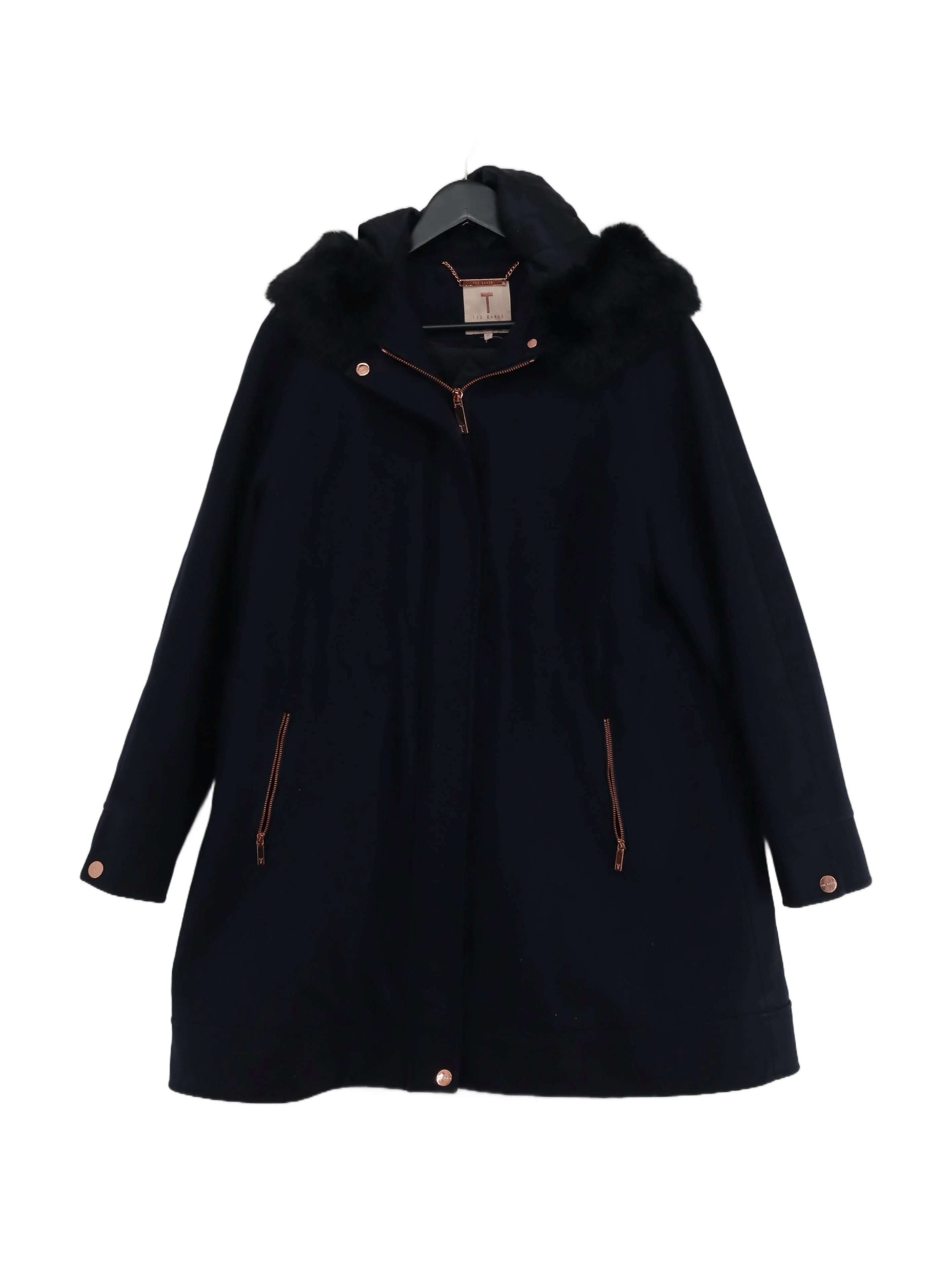 Ted Baker Women's Coat UK 16 Blue Wool with Polyamide, Cashmere Parka