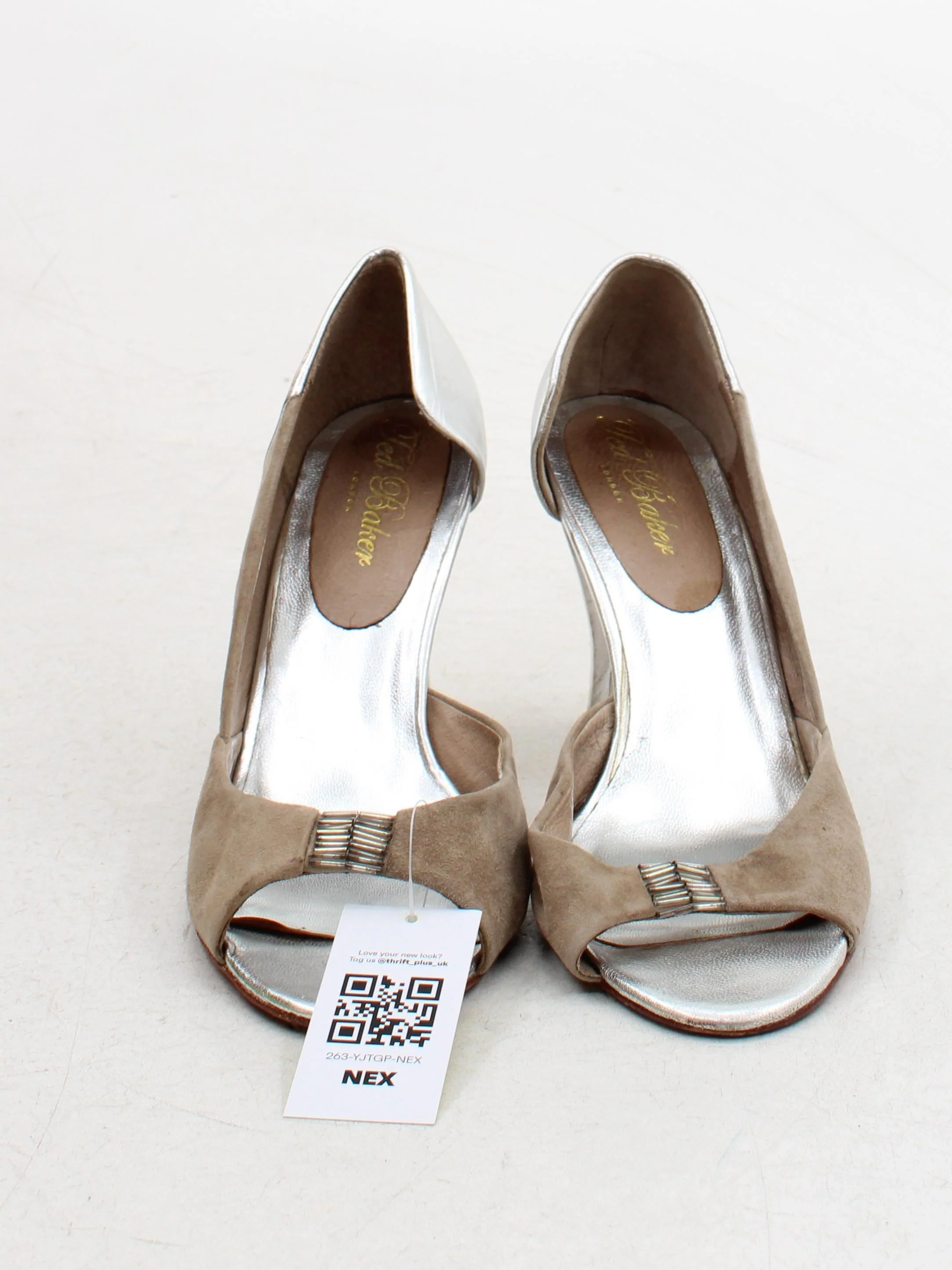 Ted Baker Women's Heels UK 8 Tan Suede with Faux Leather Court - Image 2