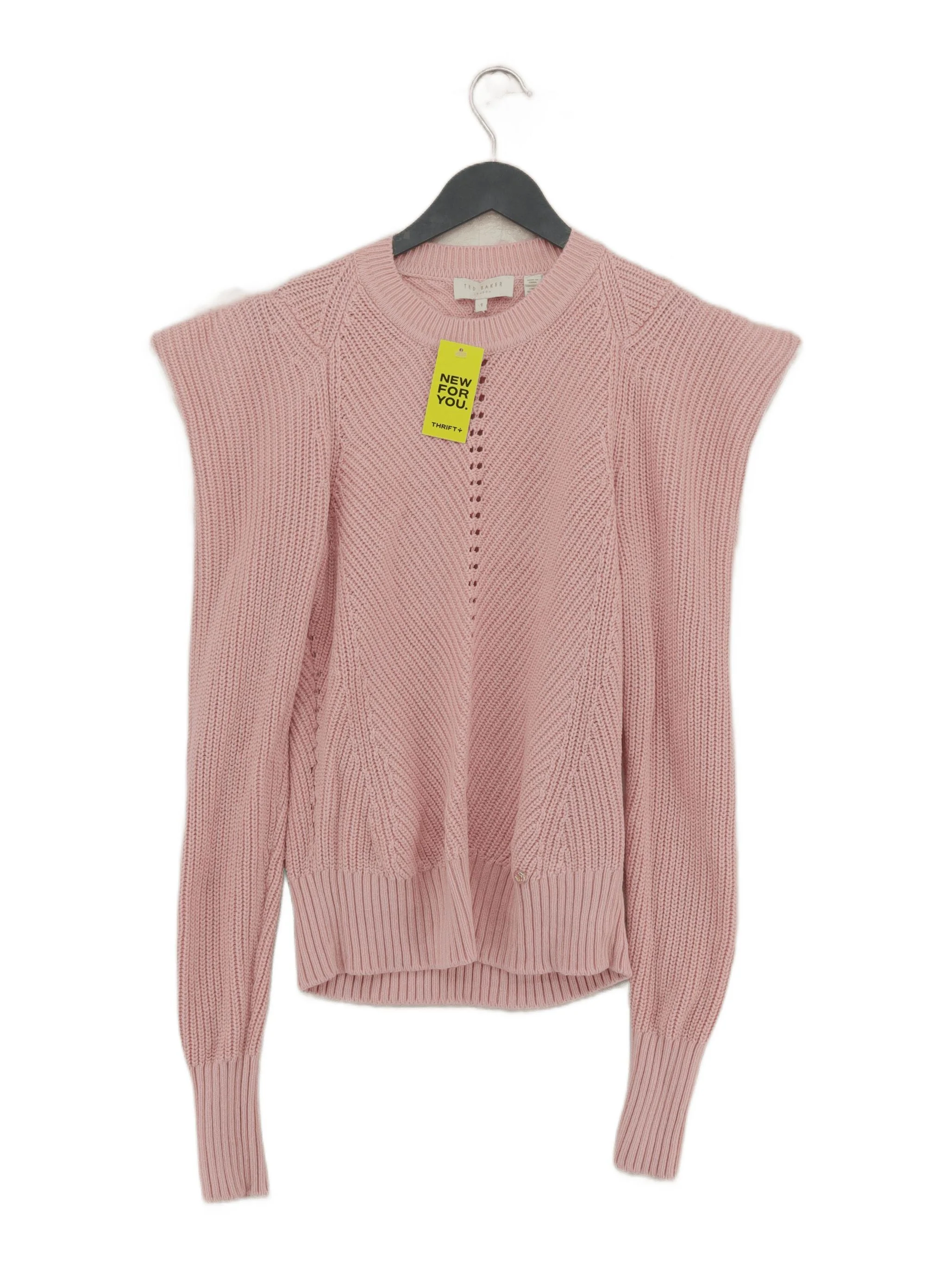 Ted Baker Women's Jumper XS Pink 100% Wool Crew Neck Pullover