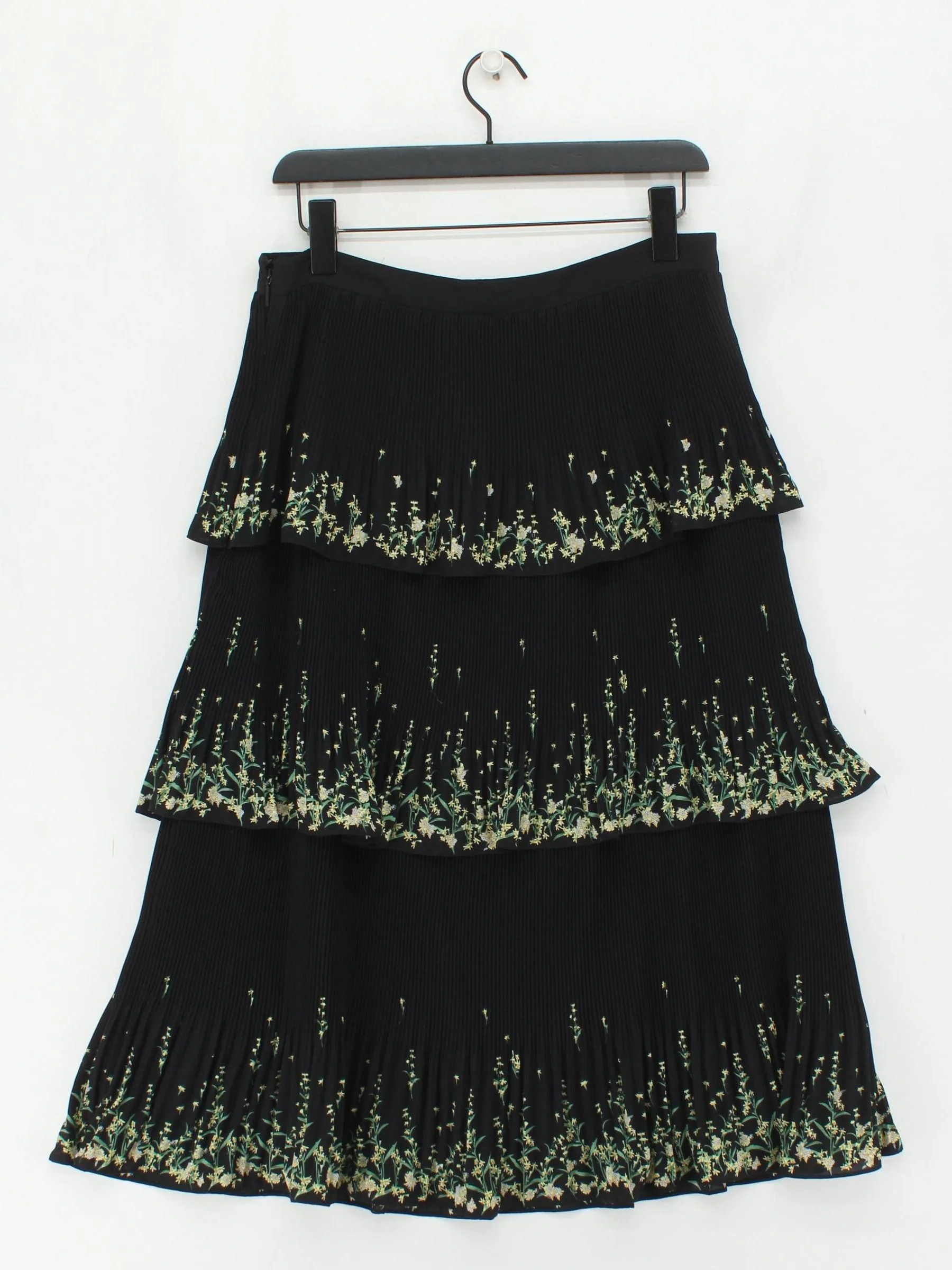 Ted Baker Women's Midi Skirt M Black Floral 100% Polyester Midi Pleated - Image 2