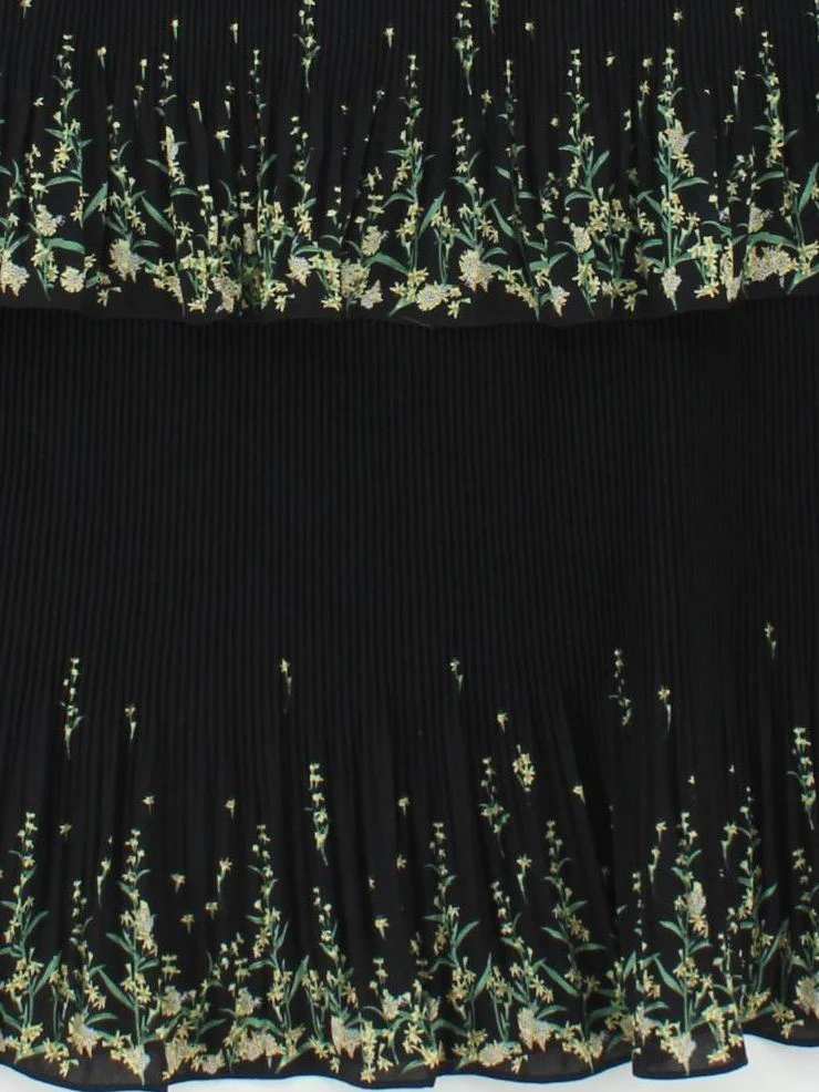 Ted Baker Women's Midi Skirt M Black Floral 100% Polyester Midi Pleated - Image 4