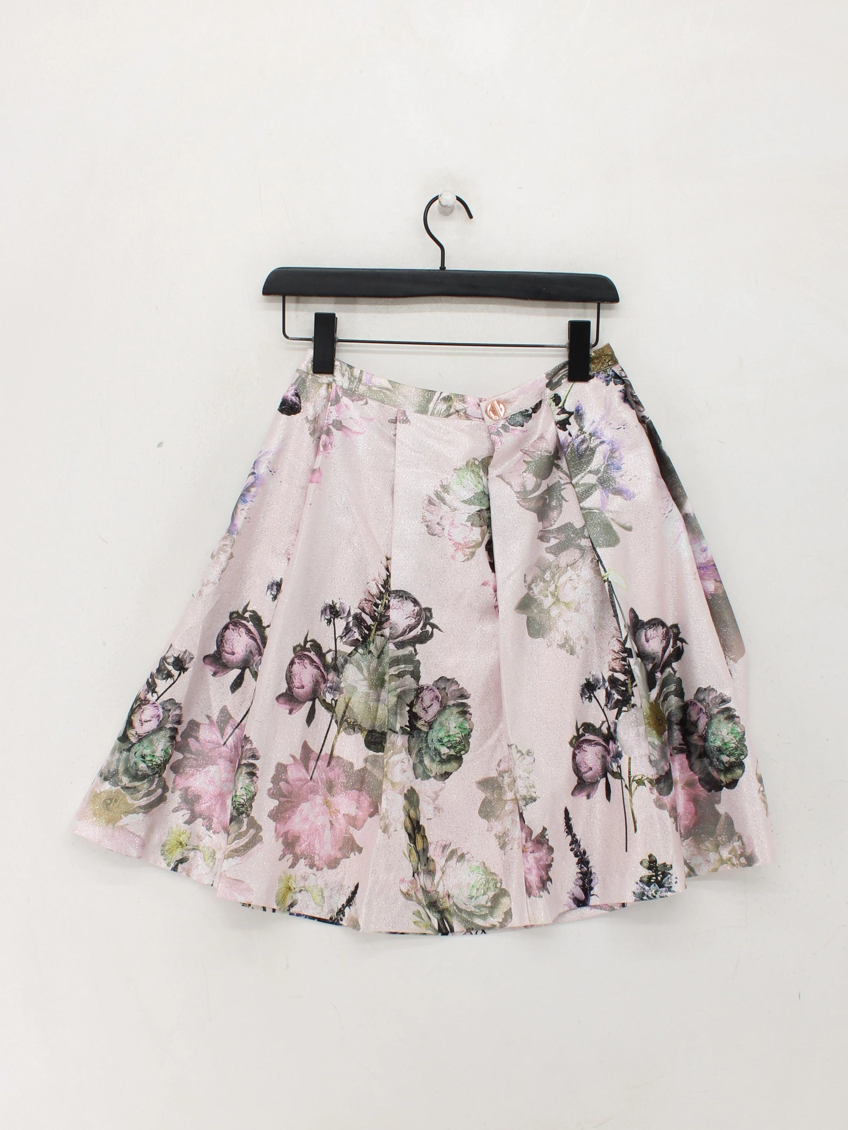 Ted Baker Women's Midi Skirt S Pink Floral Polyester with Other Midi A-Line - Image 2