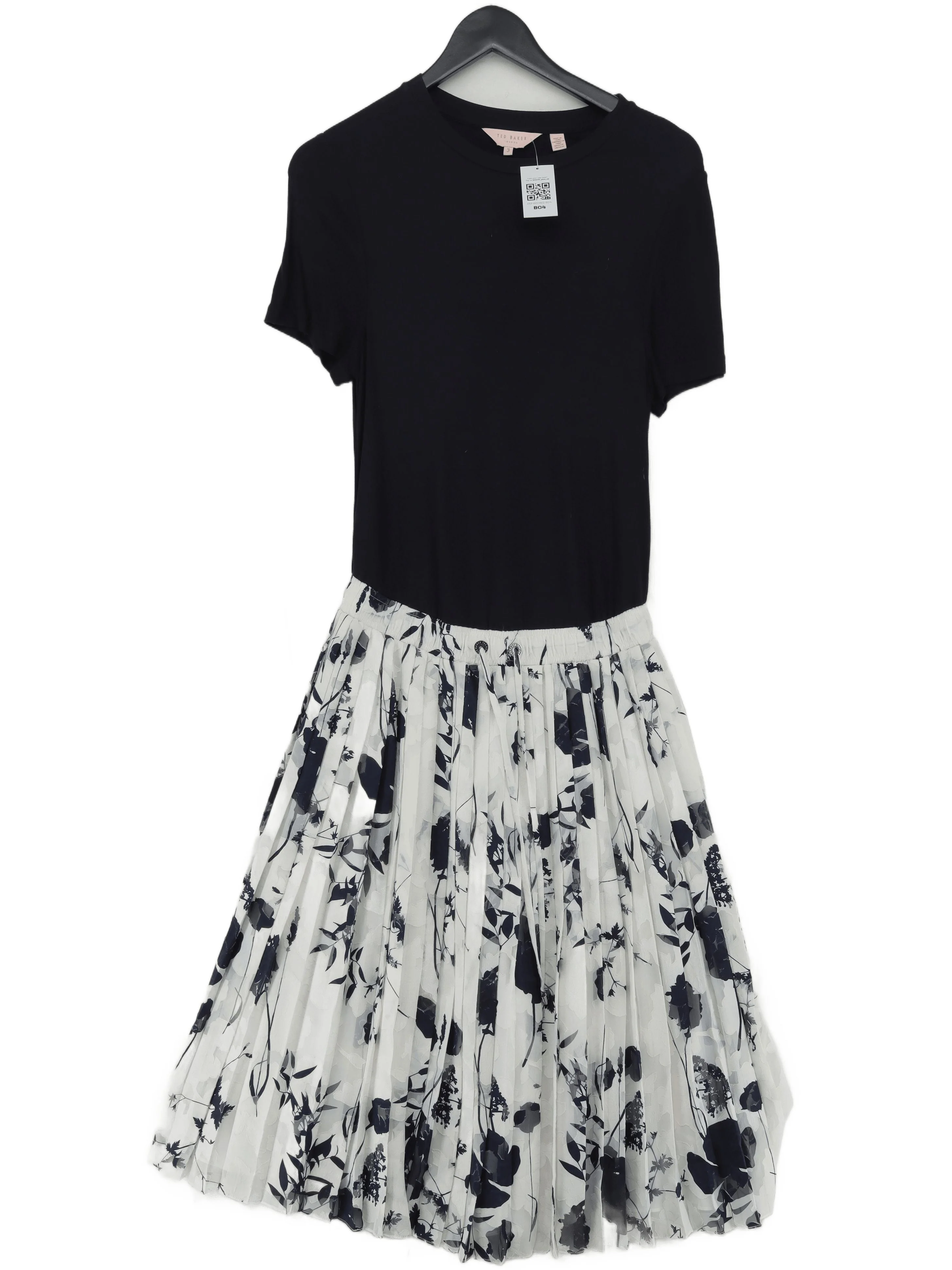 Ted Baker Women's Midi Skirt UK 12 White Polyester with Viscose Pleated