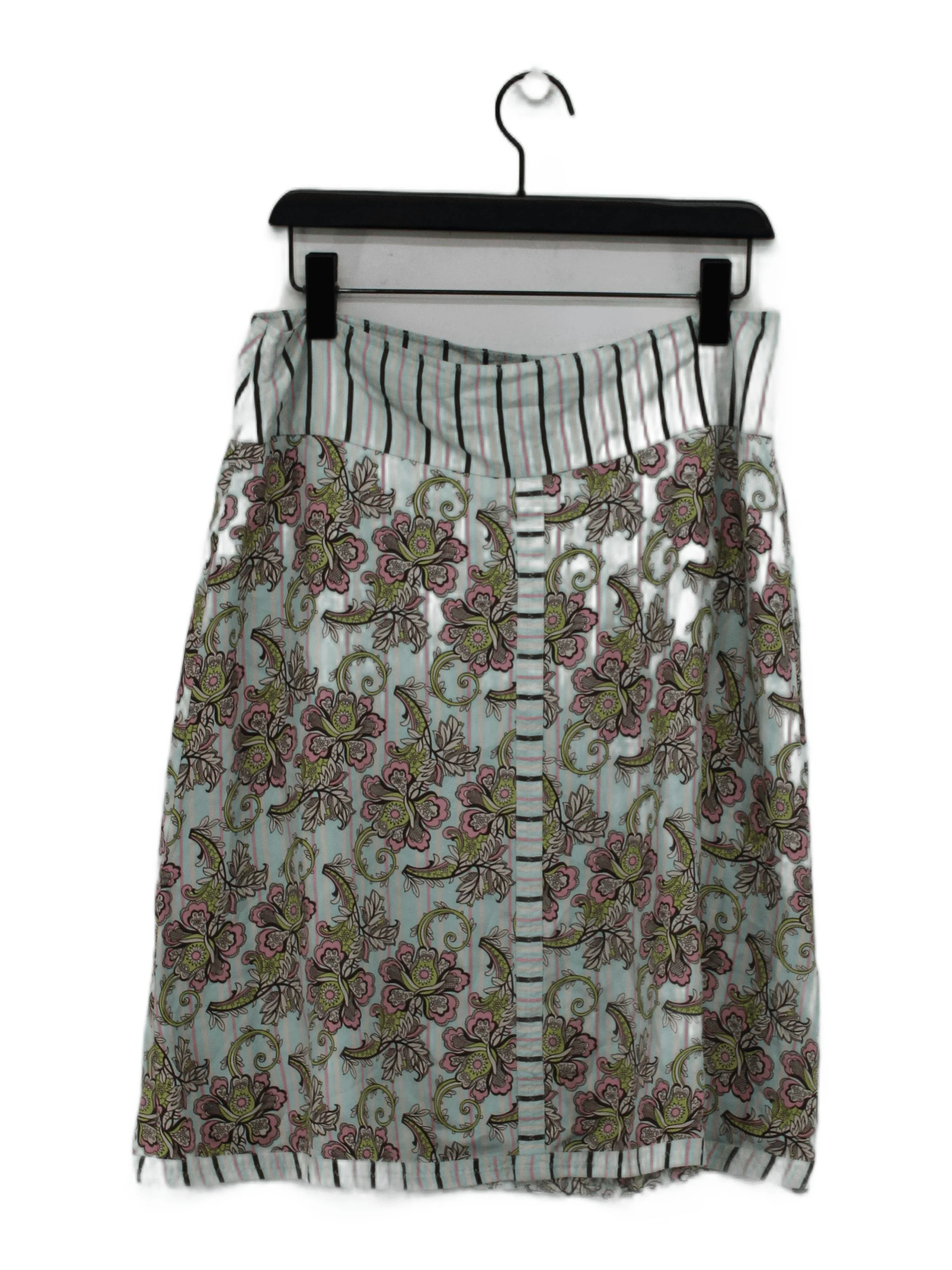 Ted Baker Women's Mini Skirt UK 4 Blue Silk with Acetate Short Mini