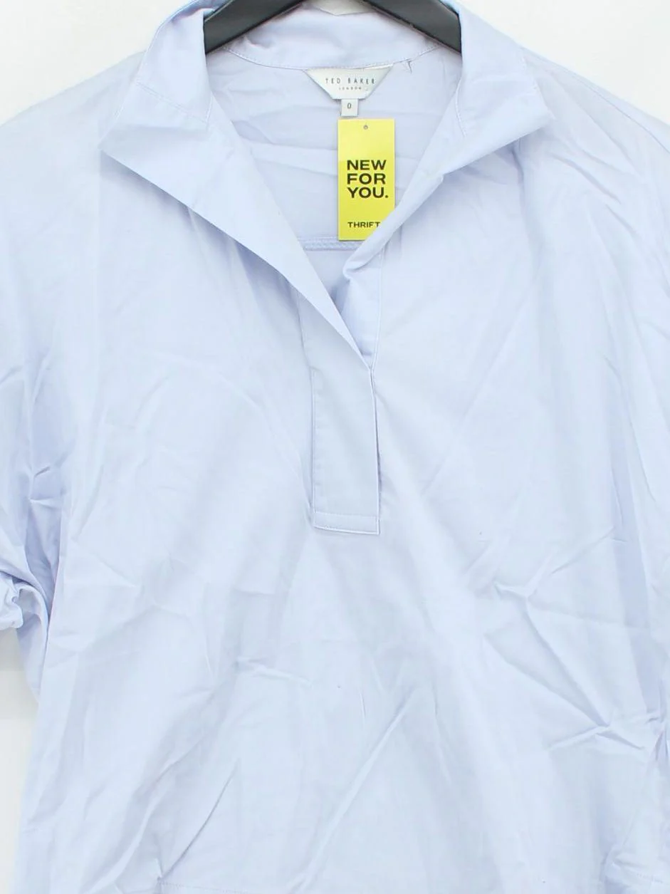 Ted Baker Women's Shirt UK 4 Blue Cotton with Elastane Basic - Image 3