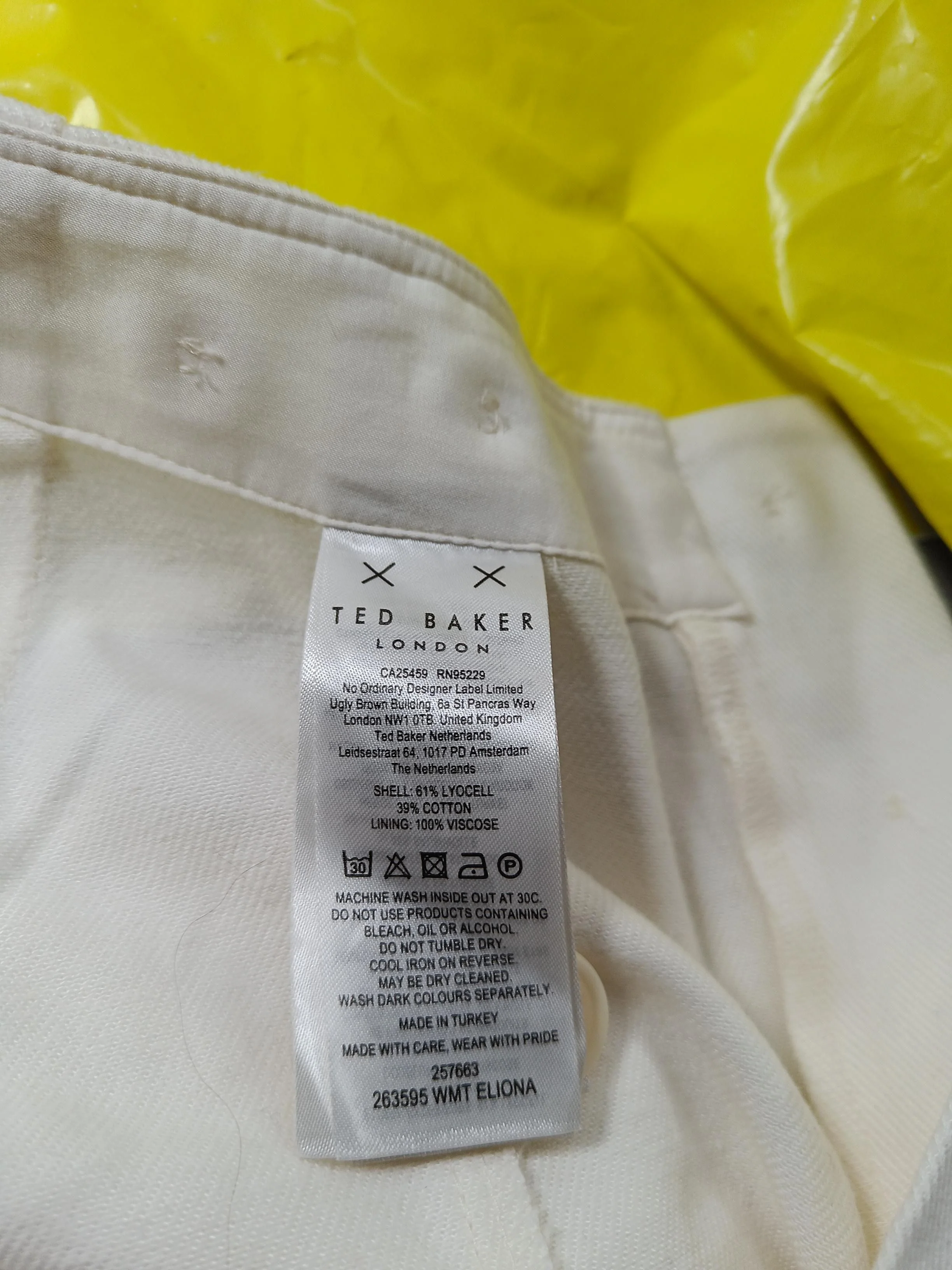 Ted Baker Women's Suit Trousers XS Cream Cotton - Image 6