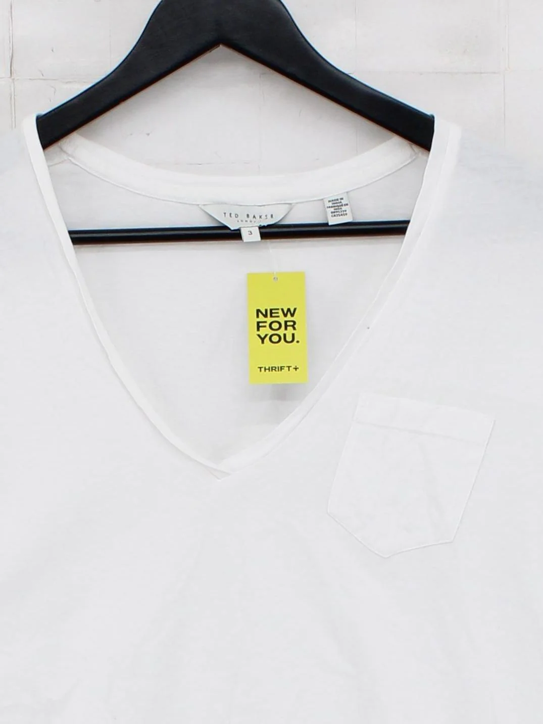 Ted Baker Women's T-Shirt M White 100% Cotton Short Sleeve V-Neck Basic - Image 3