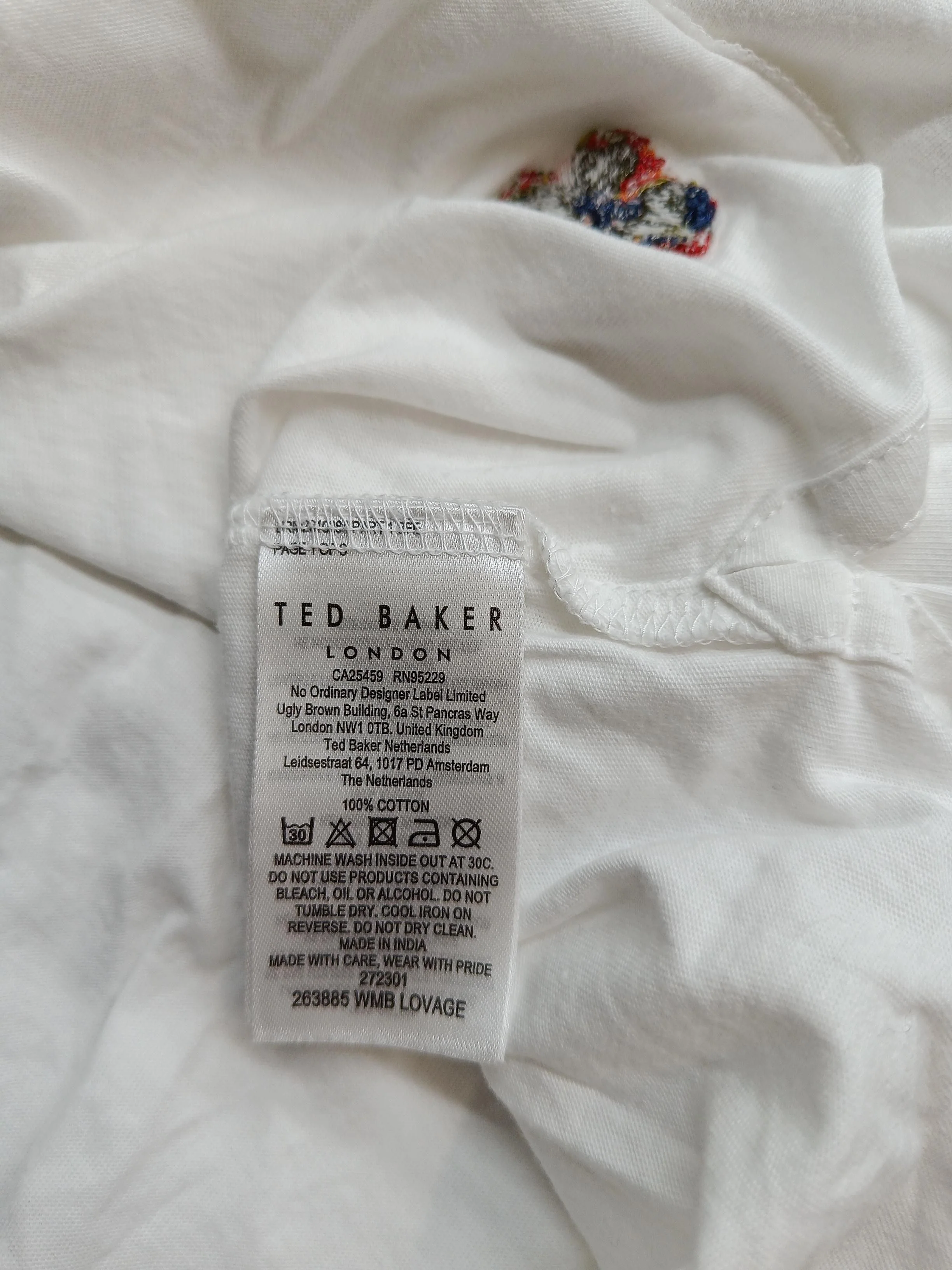 Ted Baker Women's T-Shirt M White 100% Cotton Short Sleeve V-Neck Basic - Image 6
