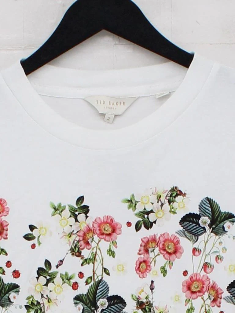Ted Baker Women's T-Shirt S White 100% Cotton Basic - Image 3
