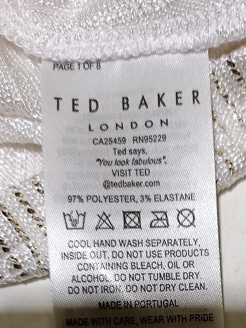 Ted Baker Women's T-Shirt S White Polyester with Elastane Basic - Image 6