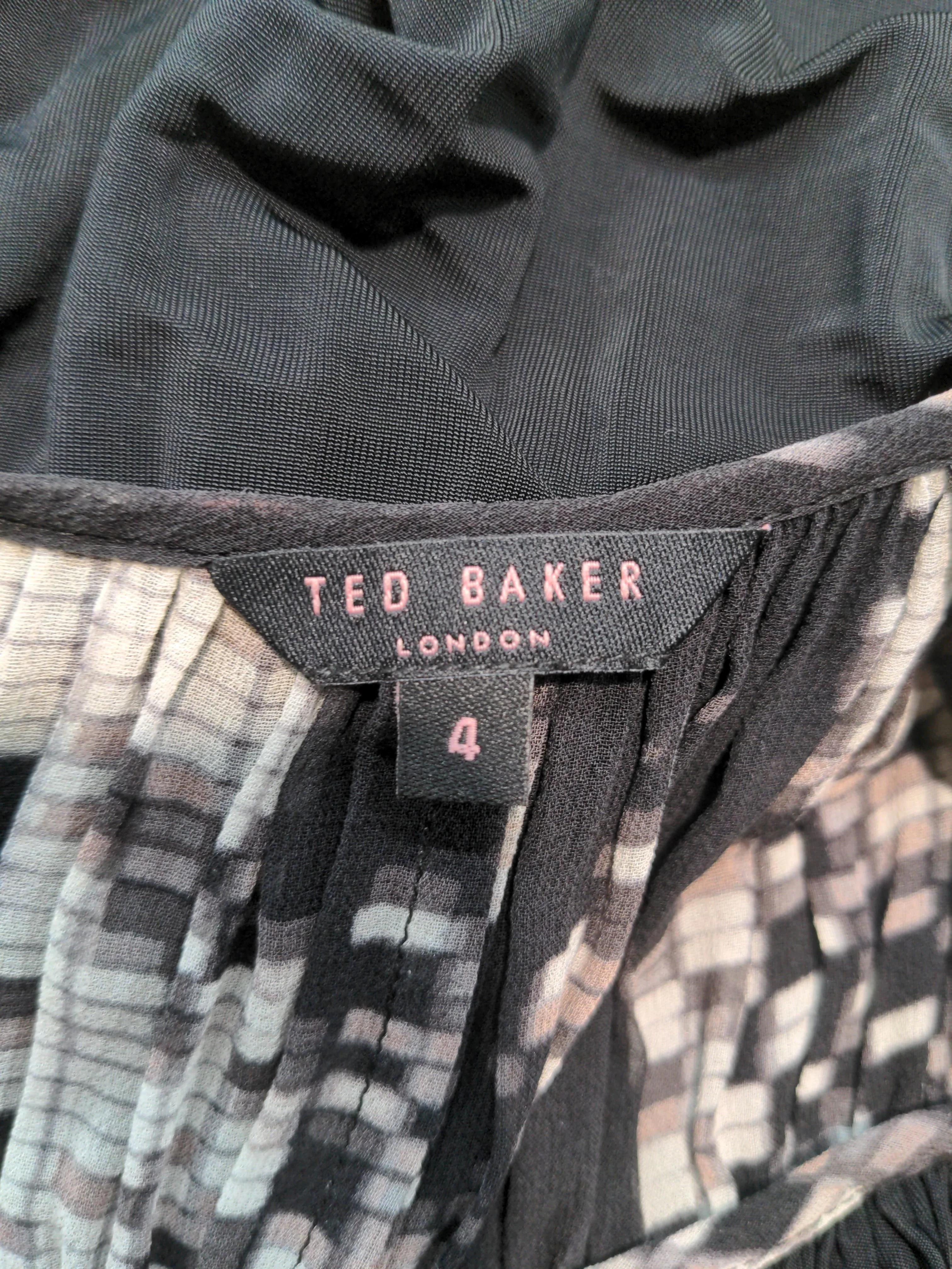 Ted Baker Women's Top L Black 100% Other Short Sleeve Round Neck Basic - Image 6