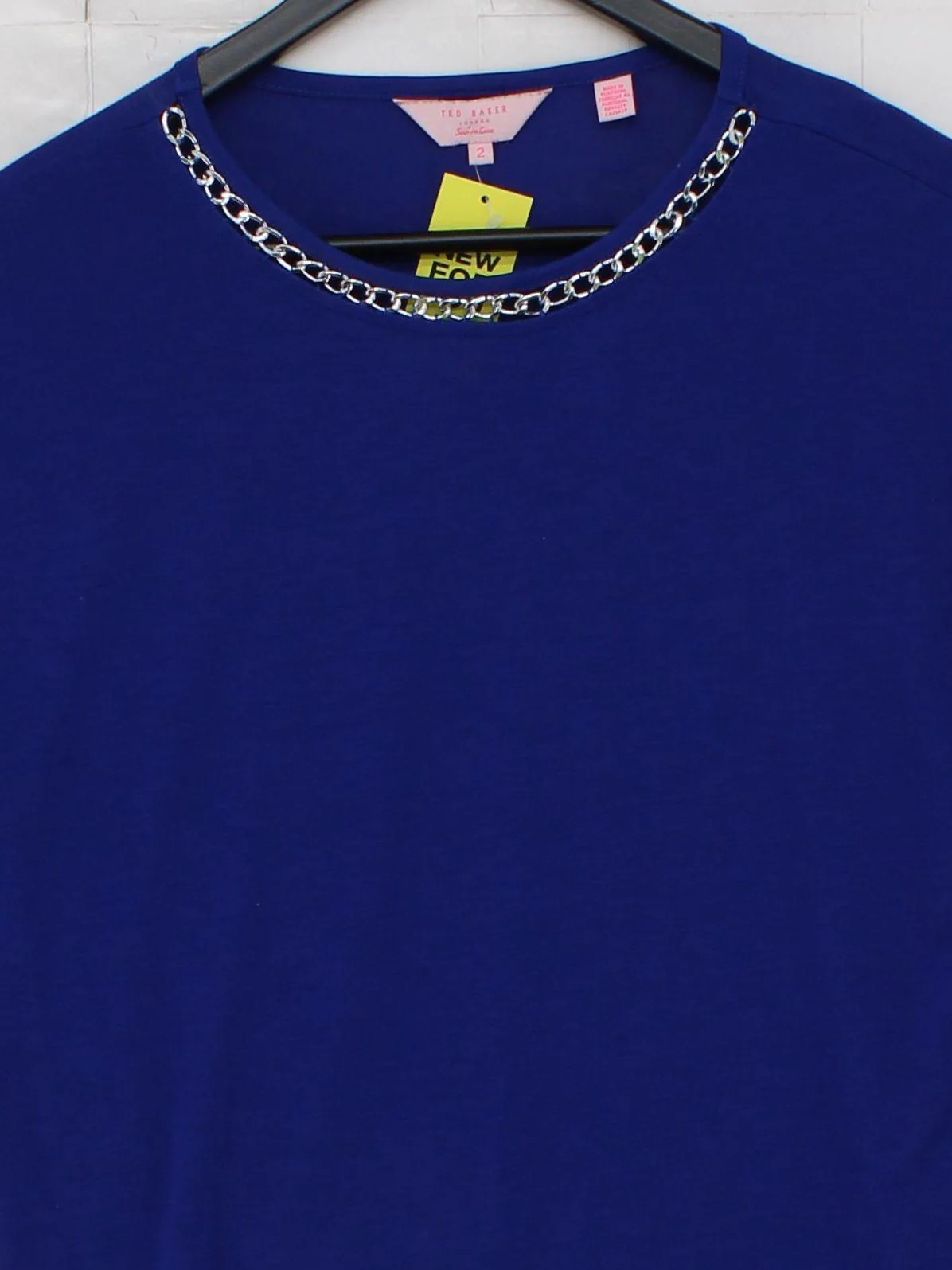 Ted Baker Women's Top S Blue 100% Other Short Sleeve Round Neck Basic - Image 3