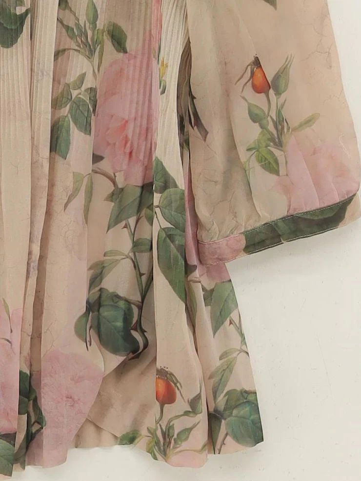 Ted Baker Women's Top S Cream Floral 100% Other 3/4 Sleeve Round Neck Basic - Image 4
