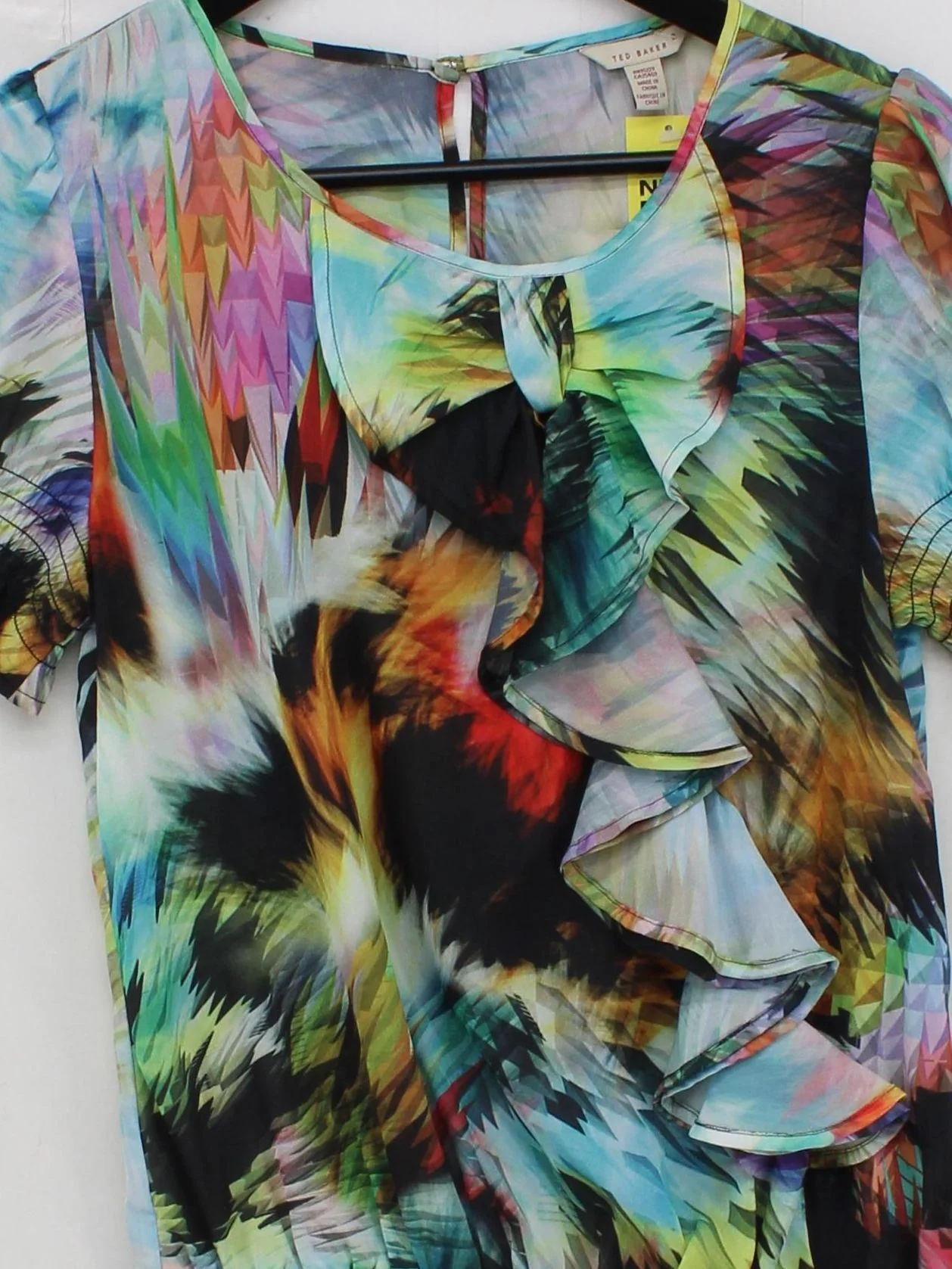 Ted Baker Women's Top S Multi 100% Polyester Short Sleeve Round Neck Basic - Image 3
