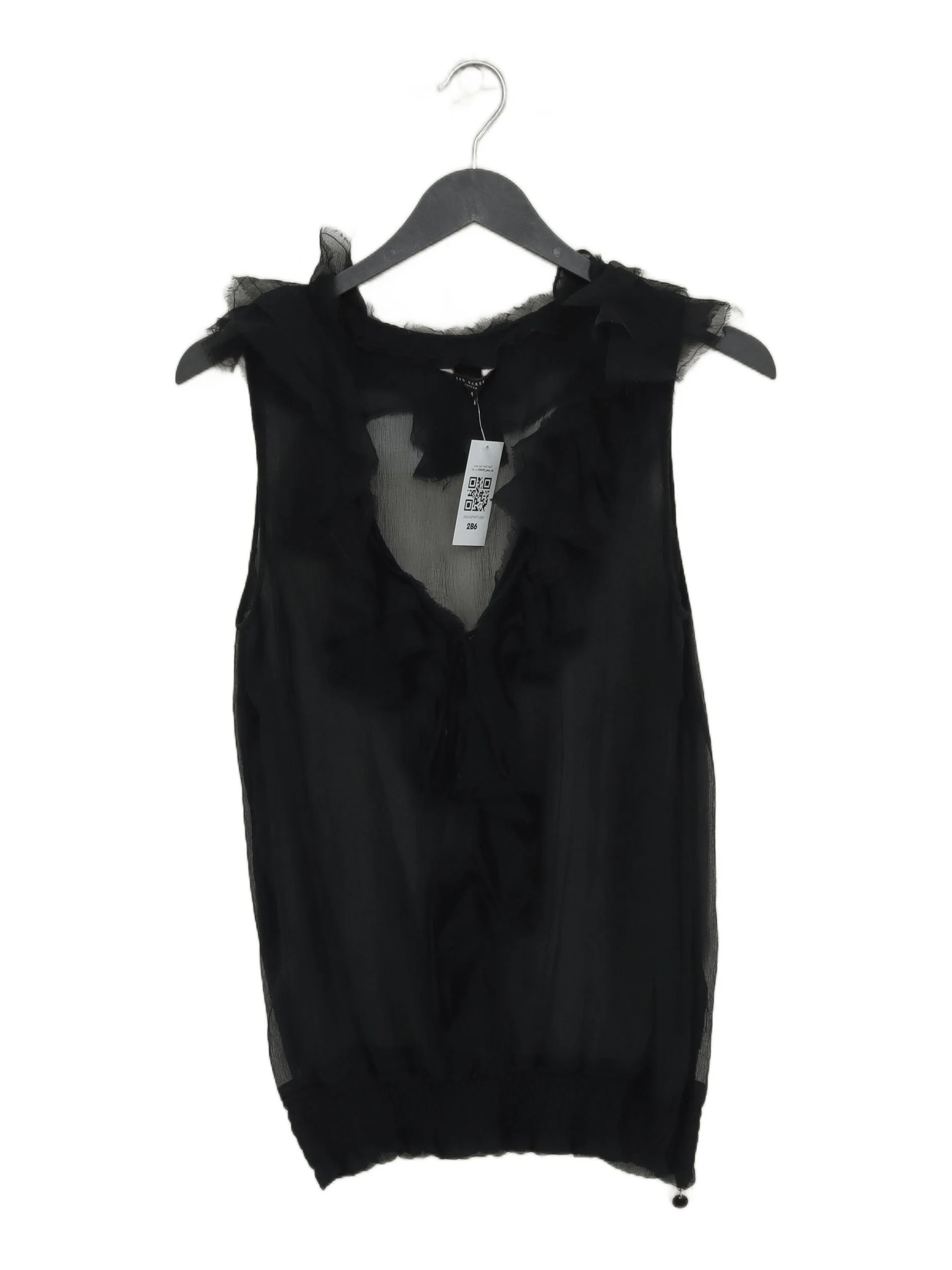 Ted Baker Women's Top UK 10 Black 100% Other Sleeveless V-Neck Basic