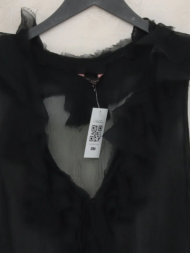 Ted Baker Women's Top UK 10 Black 100% Other Sleeveless V-Neck Basic - Image 3