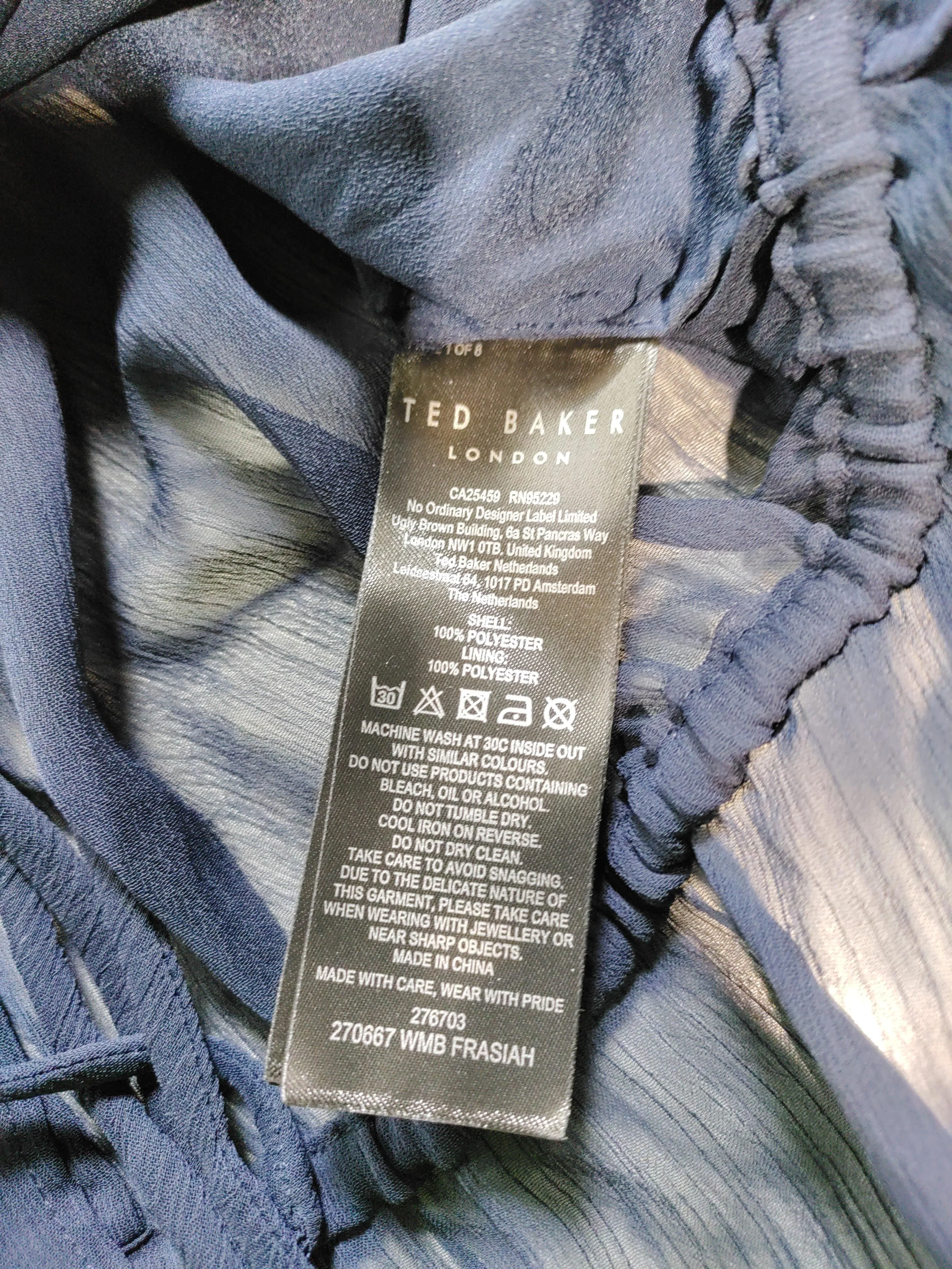 Ted Baker Women's Top UK 10 Blue 100% Polyester Long Sleeve V-Neck Basic - Image 6